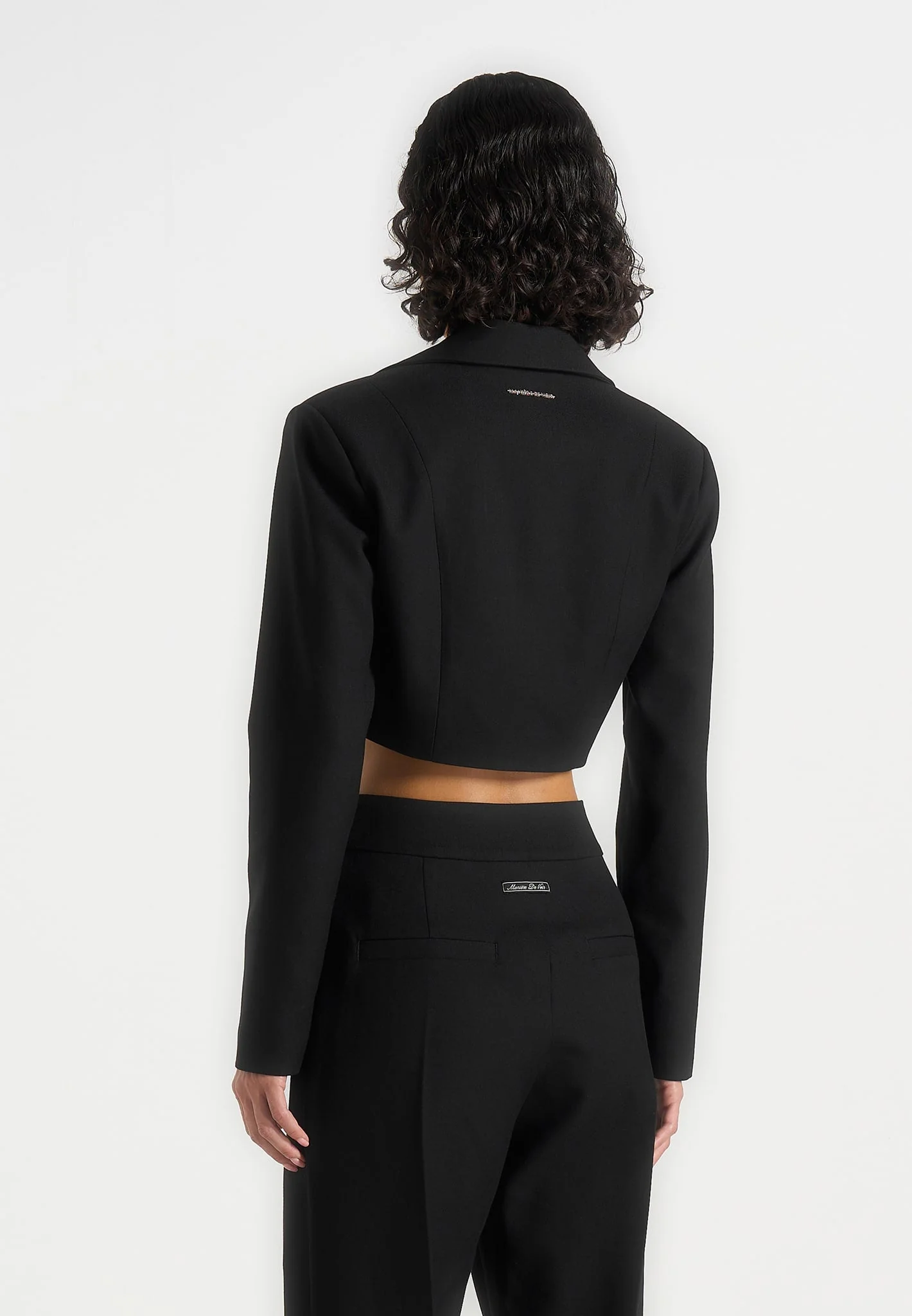 Dina - Asymmetric Cropped Blazer - Black - Image 3