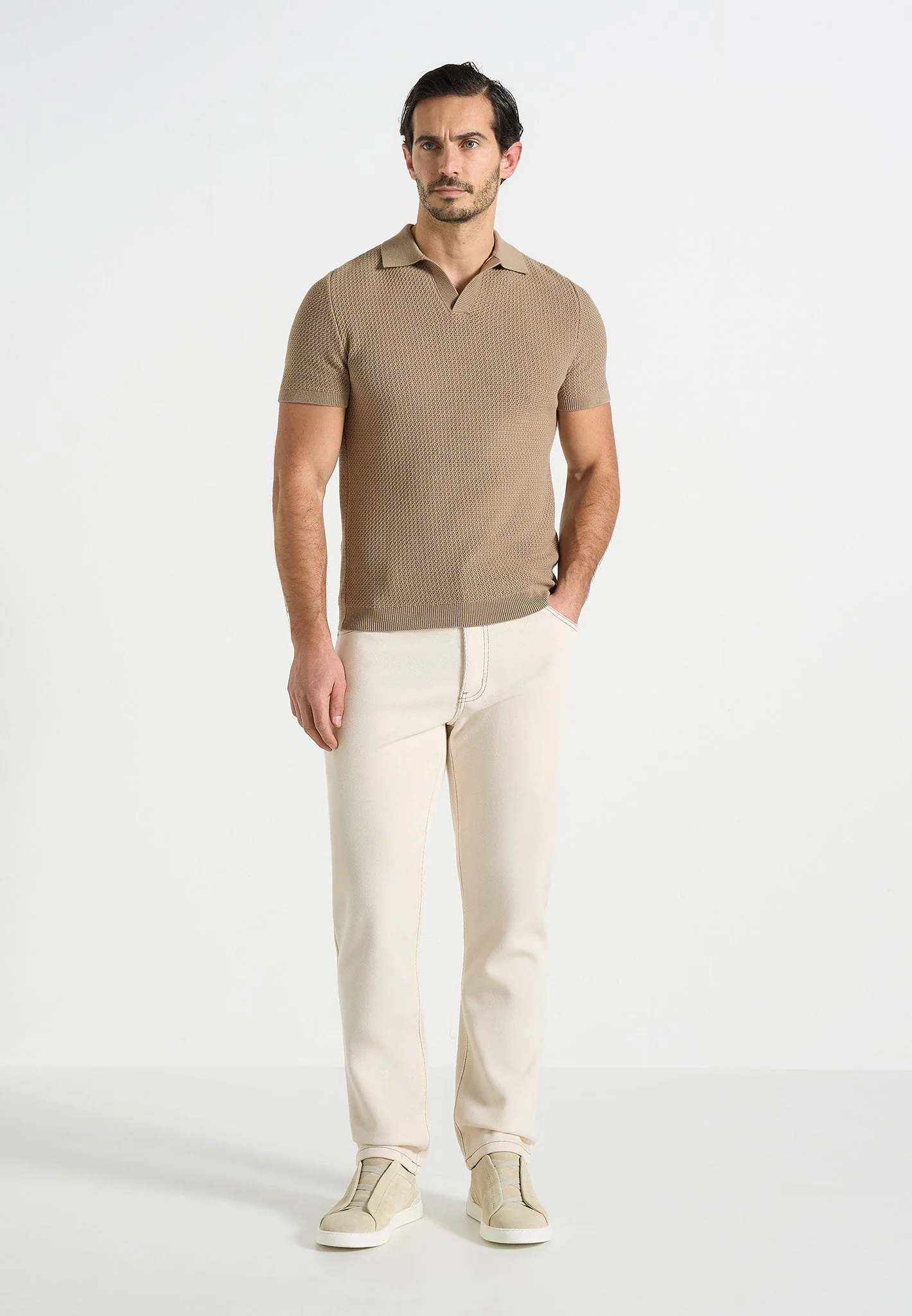 DN001 - Tapered Fit Jeans - Cream - Image 2