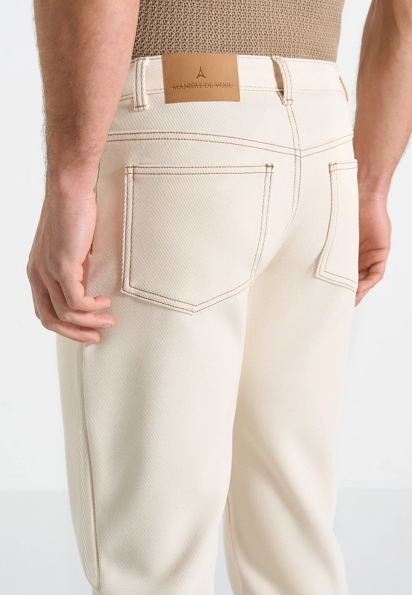 DN001 - Tapered Fit Jeans - Cream - Image 3