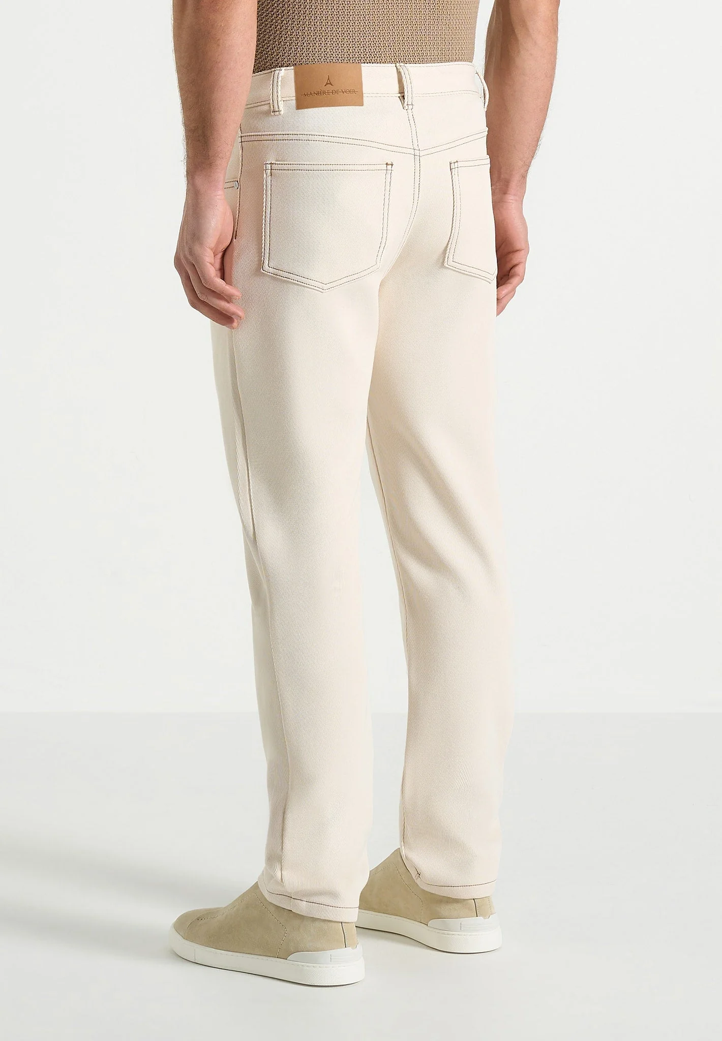 DN001 - Tapered Fit Jeans - Cream - Image 4