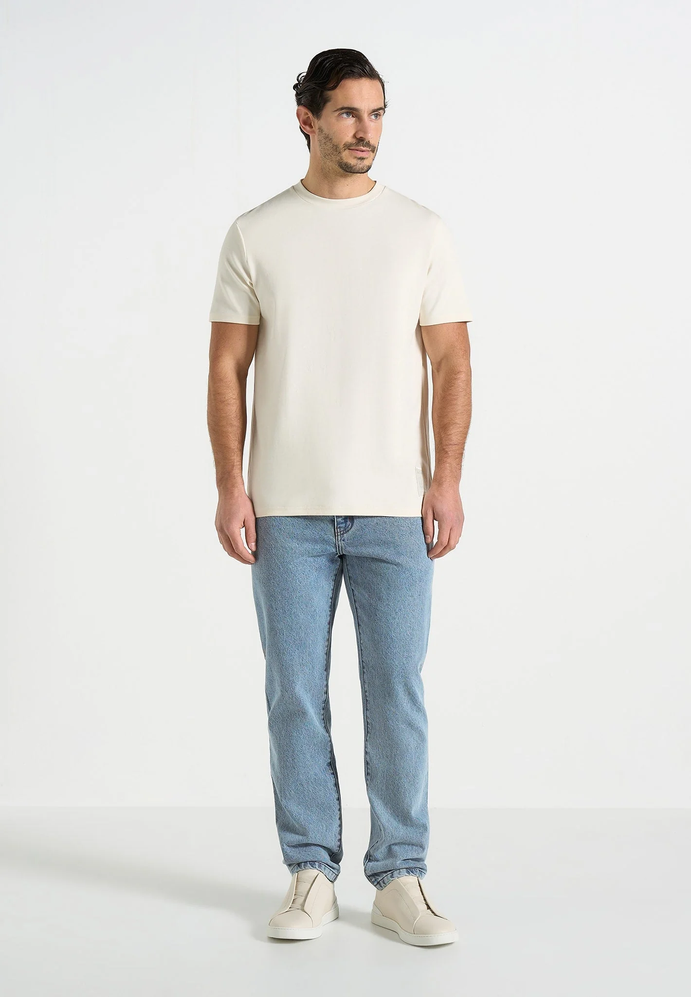DN001 - Tapered Fit Denim Jeans - Mid Blue - Image 2