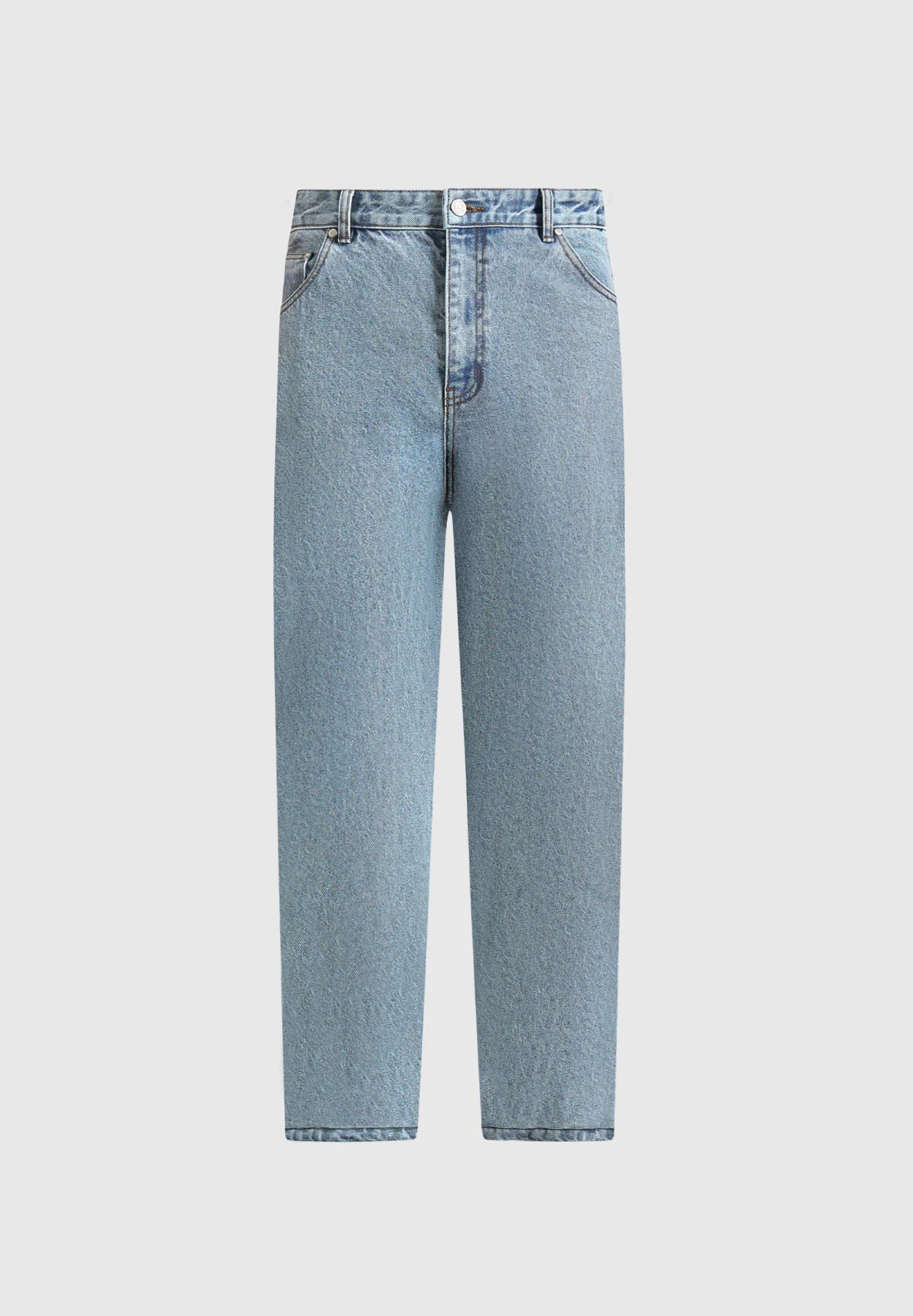 DN001 - Tapered Fit Denim Jeans - Mid Blue - Image 5