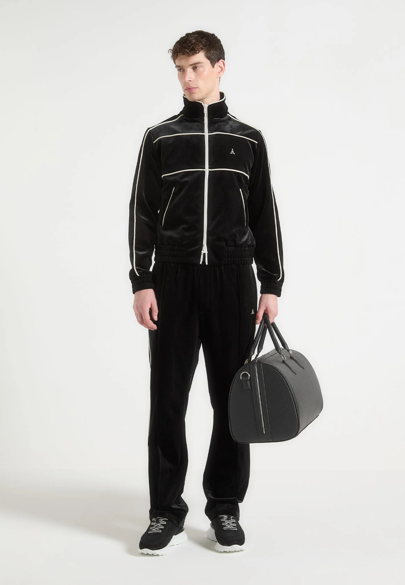 Eiffel Velour Track Jacket - Black - Image 2