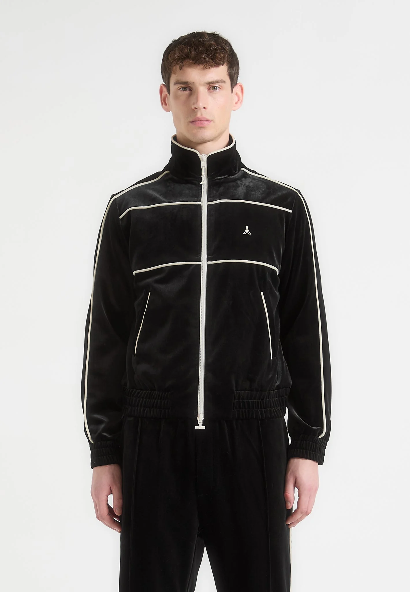 Eiffel Velour Track Jacket - Black - Image 3