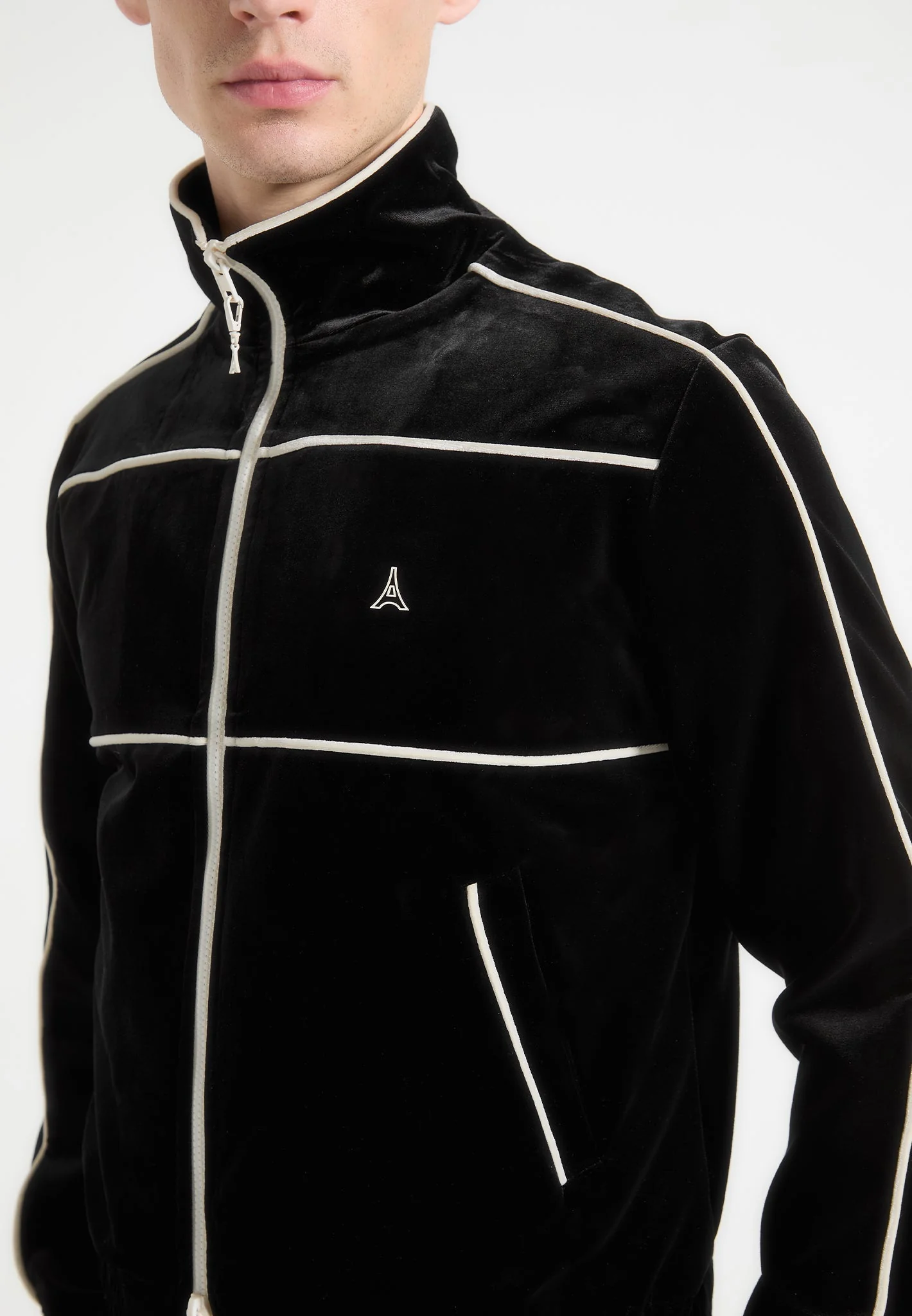Eiffel Velour Track Jacket - Black - Image 5