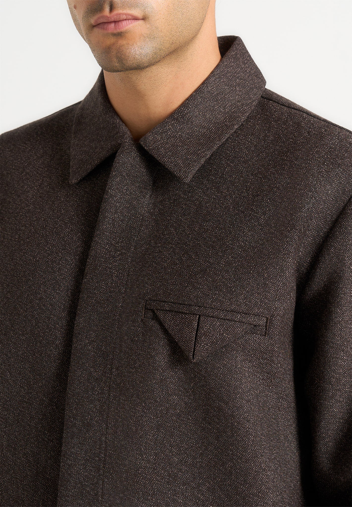 Elliot - Melange Tailored Shirt - Brown - Image 3