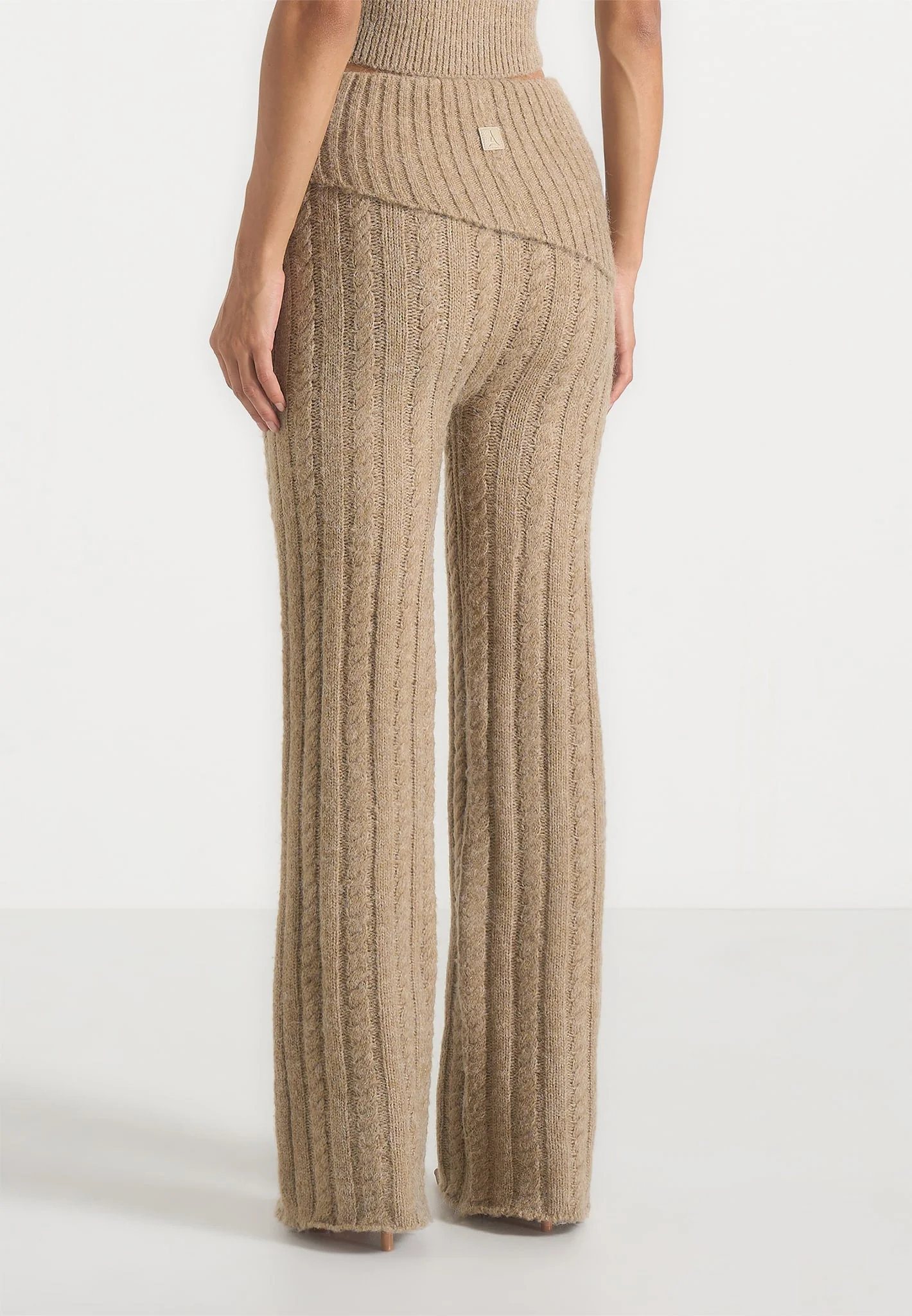 Elvy - Cable Knit Foldover Fit & Flare Bottoms - Taupe - Image 6