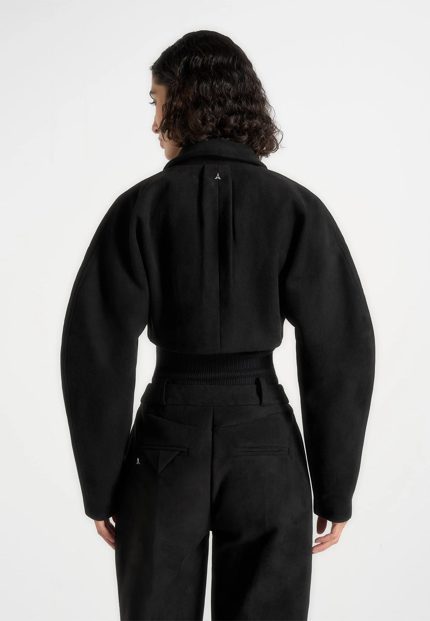 Elya - Suede Super Cropped Jacket - Black - Image 4