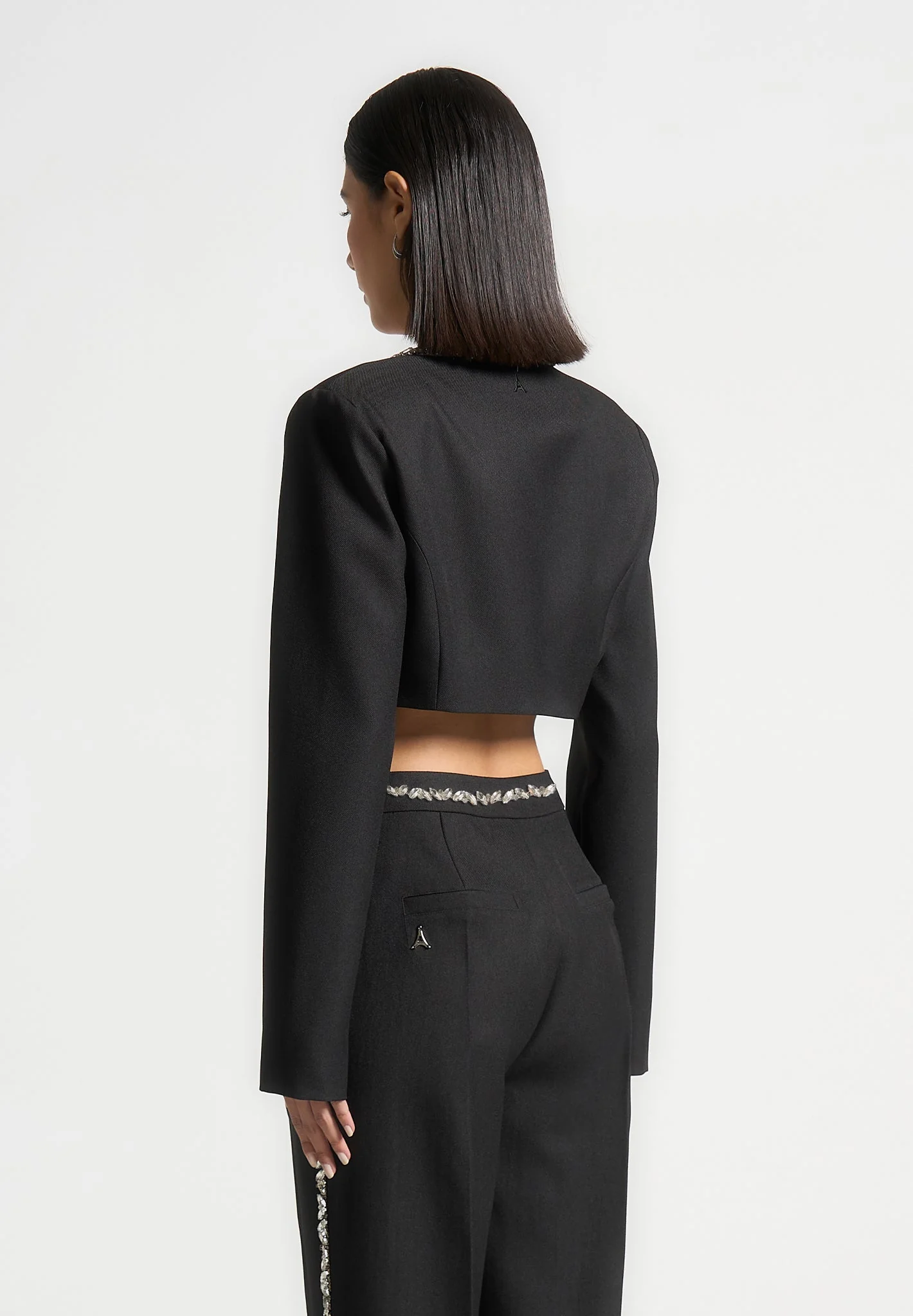 Embellished Cropped Blazer - Black - Image 4
