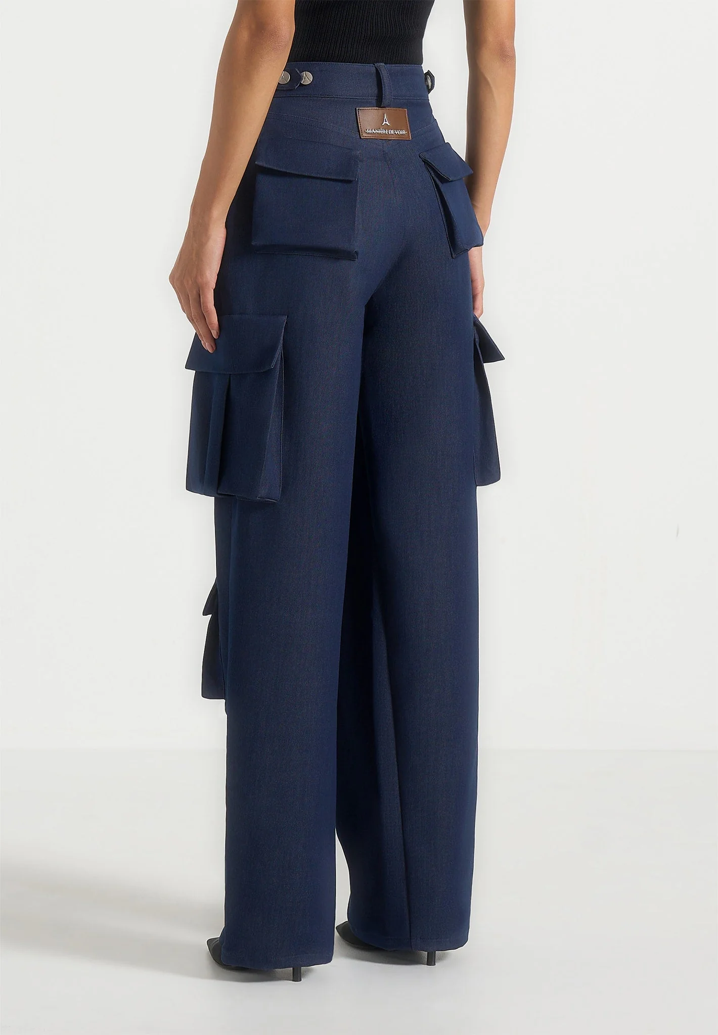 Emilie - High Waisted Cargo Pants - Indigo - Image 6