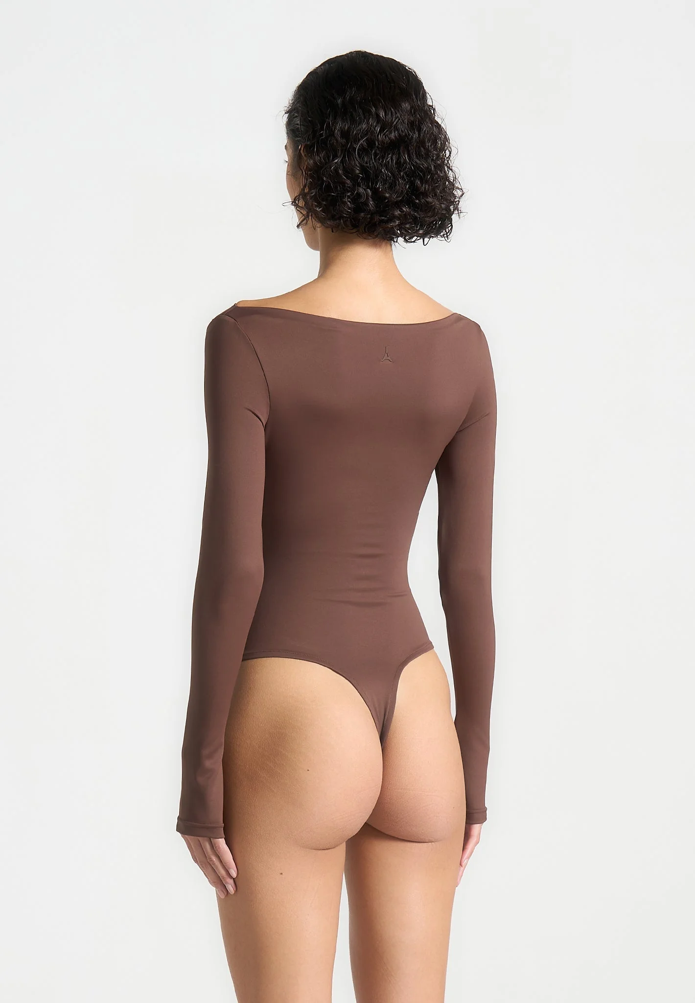 Eva - Boat Neck Bodysuit - Brown - Image 4