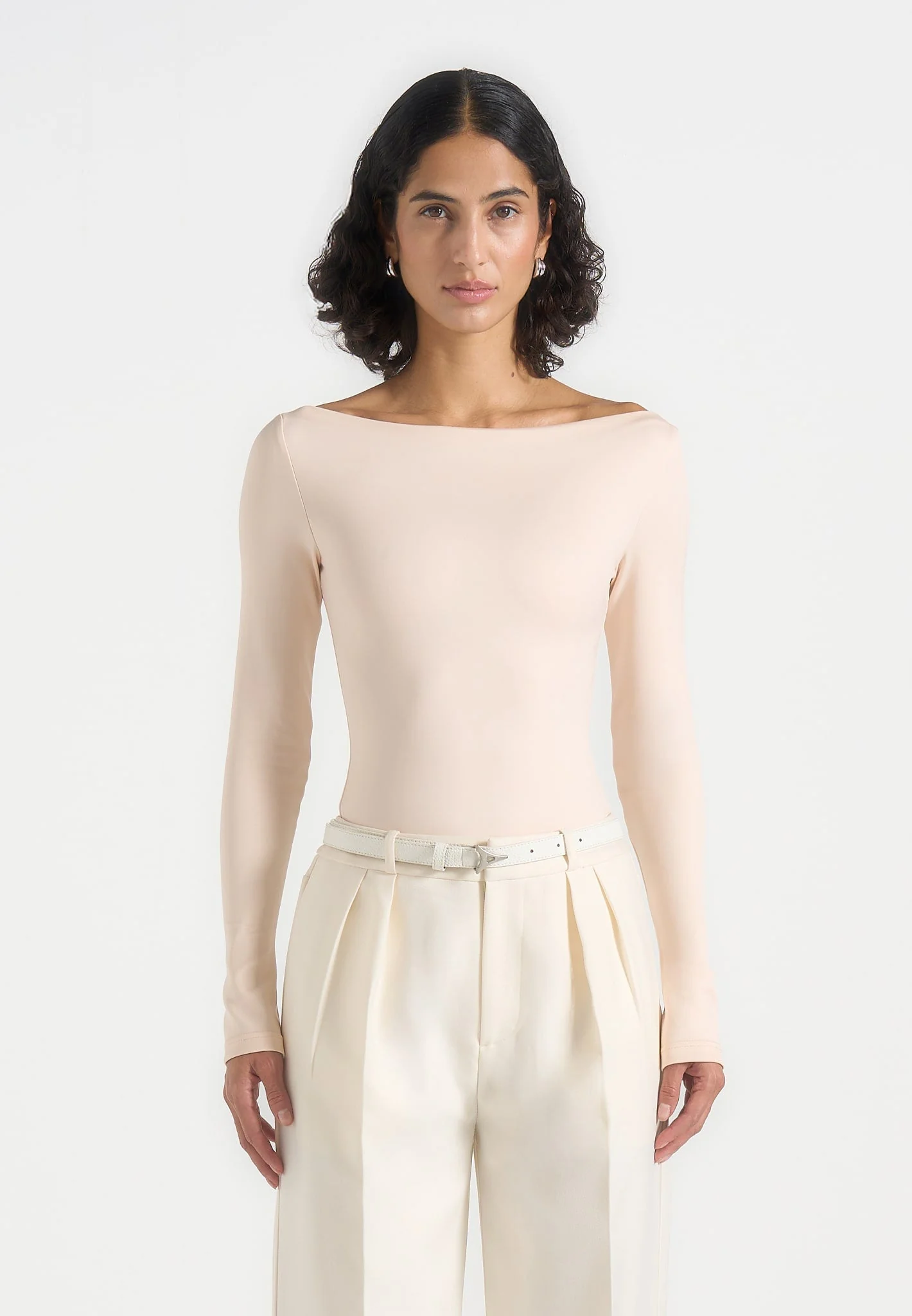 Eva - Boat Neck Bodysuit - Pale Pink - Image 2