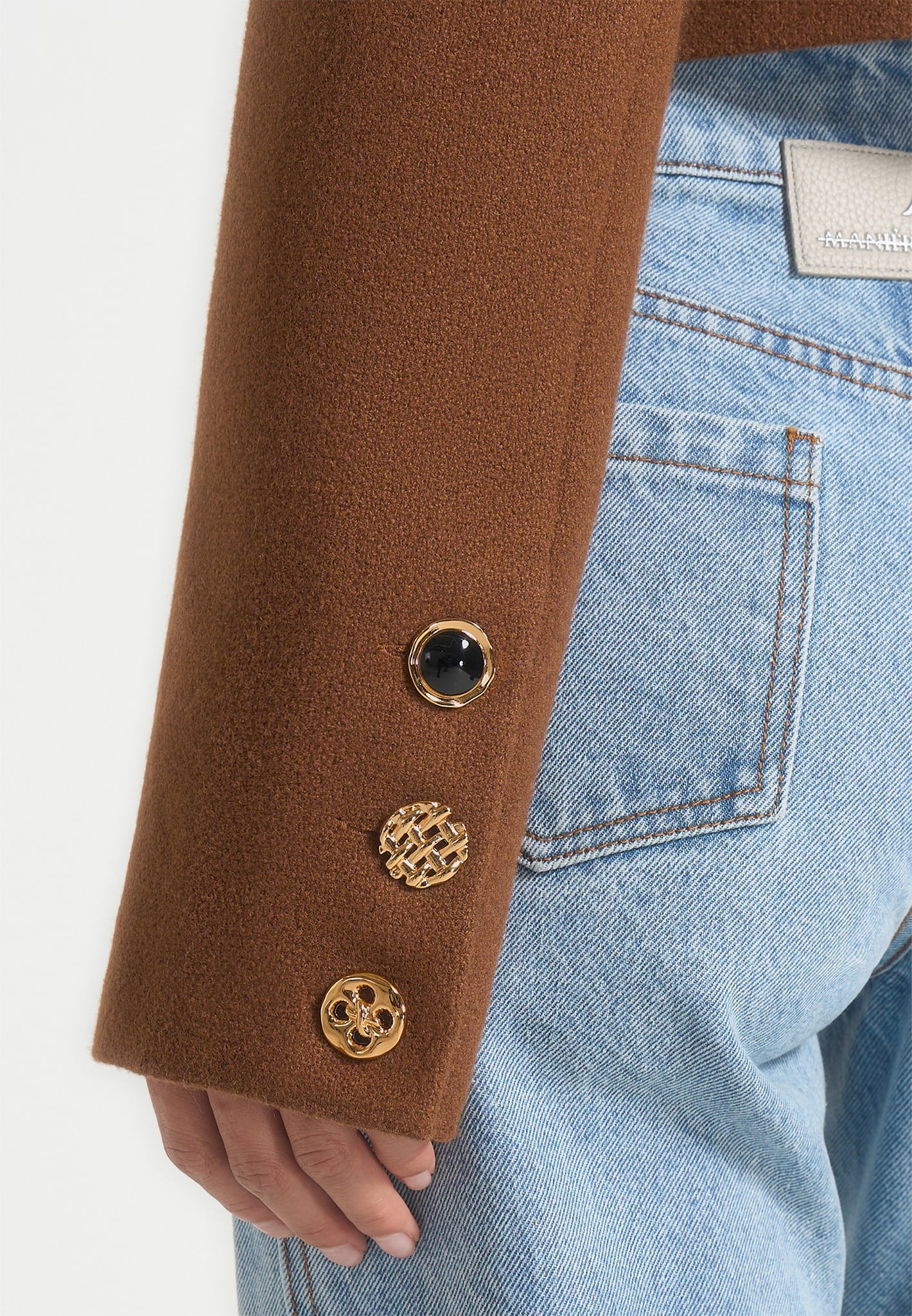 Evana - Structured Wool Jacket With Mixed Buttons - Rust - Image 5