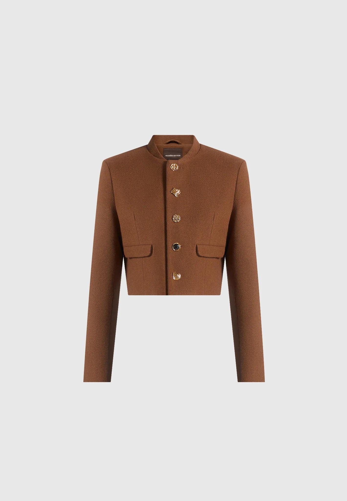 Evana - Structured Wool Jacket With Mixed Buttons - Rust - Image 7