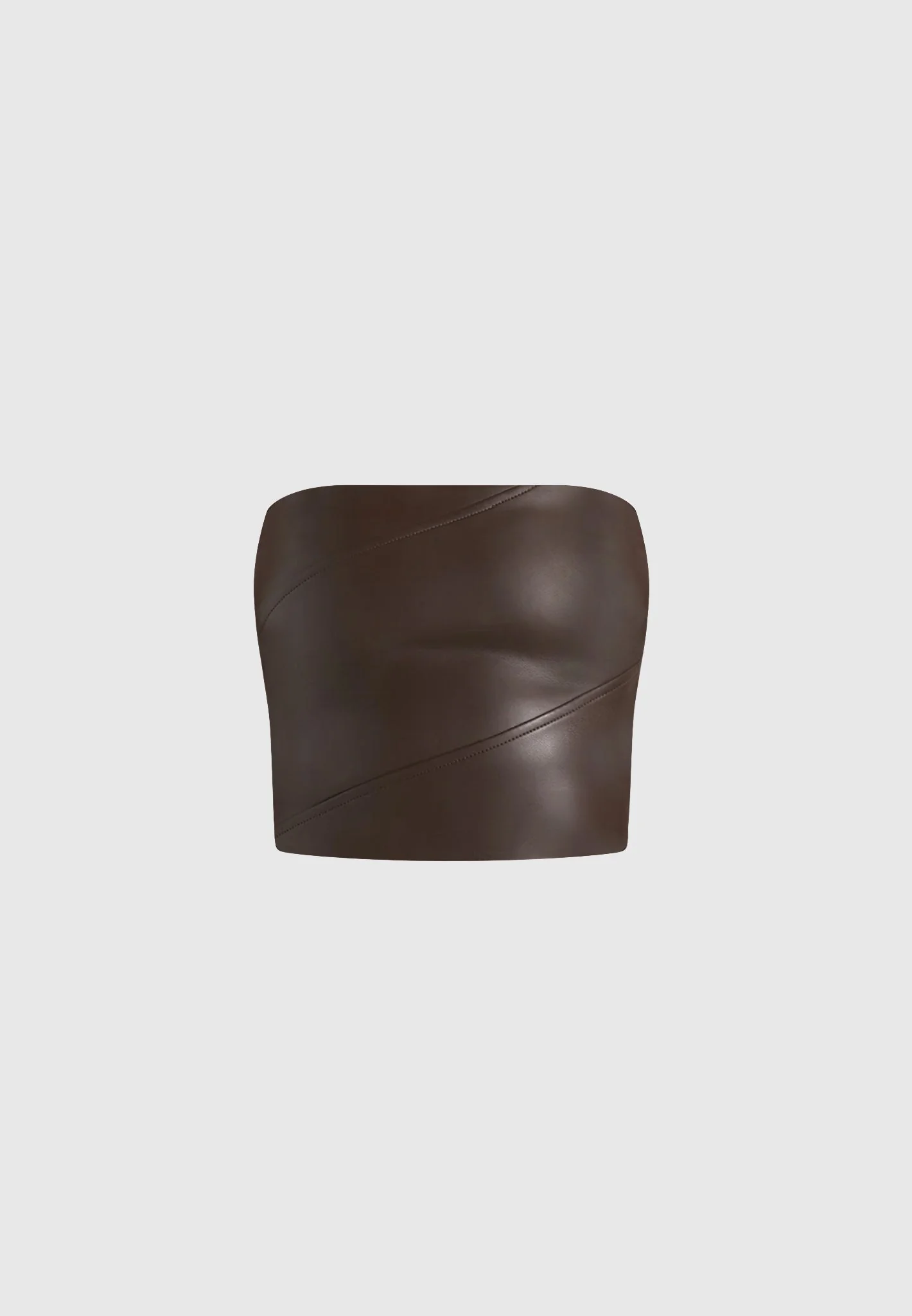 Evie - Bandeau Leather Corset Top - Brown - Image 5