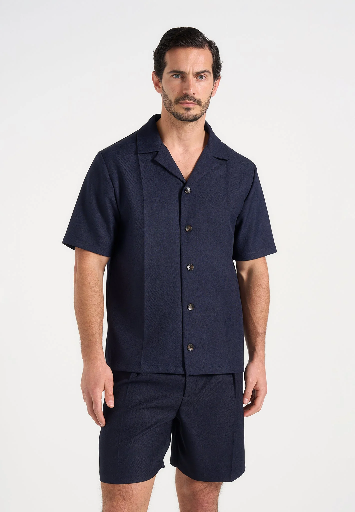 Felix - Tailored Shirt With Crease - Navy - Image 2