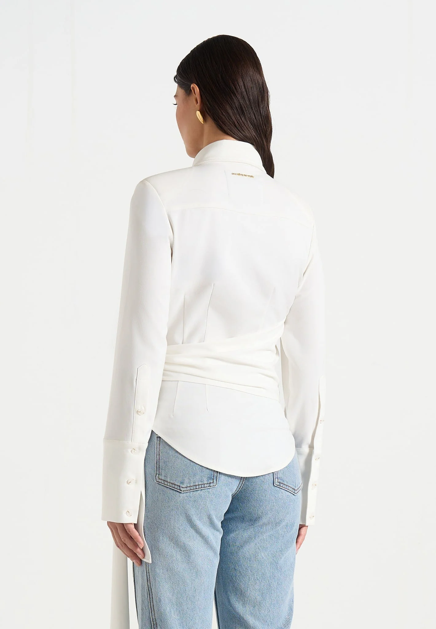Fia - Wrap Shirt With Hardware Detail - White - Image 5