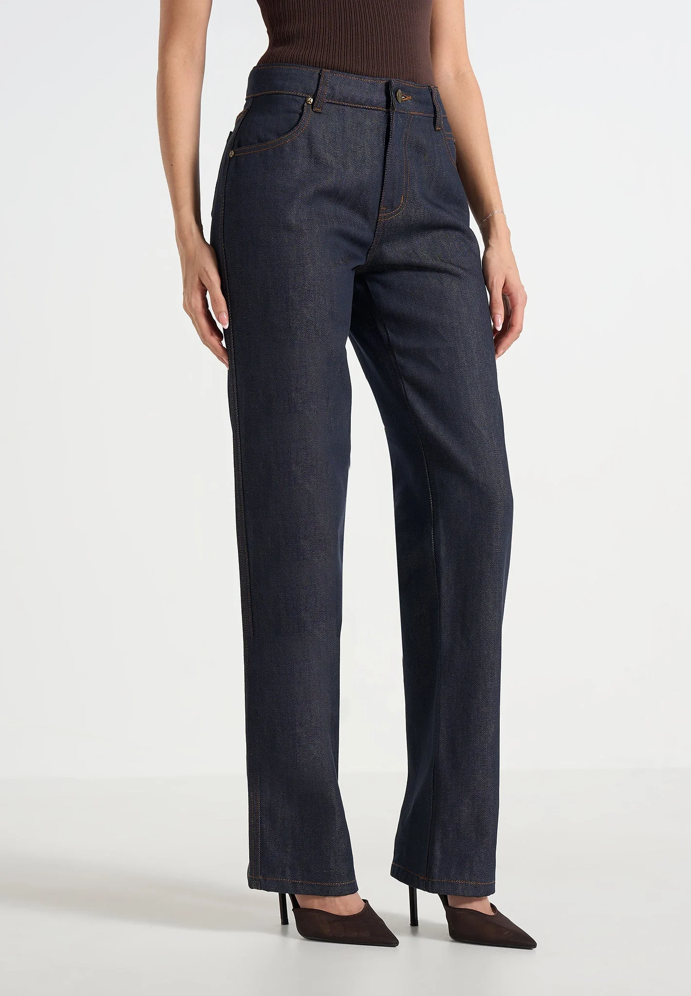 Florence - High Rise Straight Leg Denim Jeans - Indigo