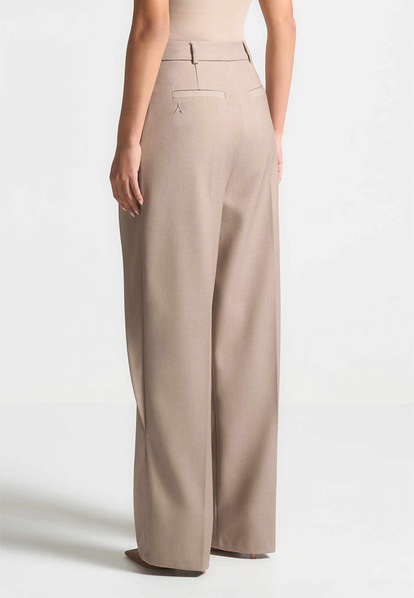 Foldover Tailored Trousers with D-Ring Belt - Taupe - Image 3