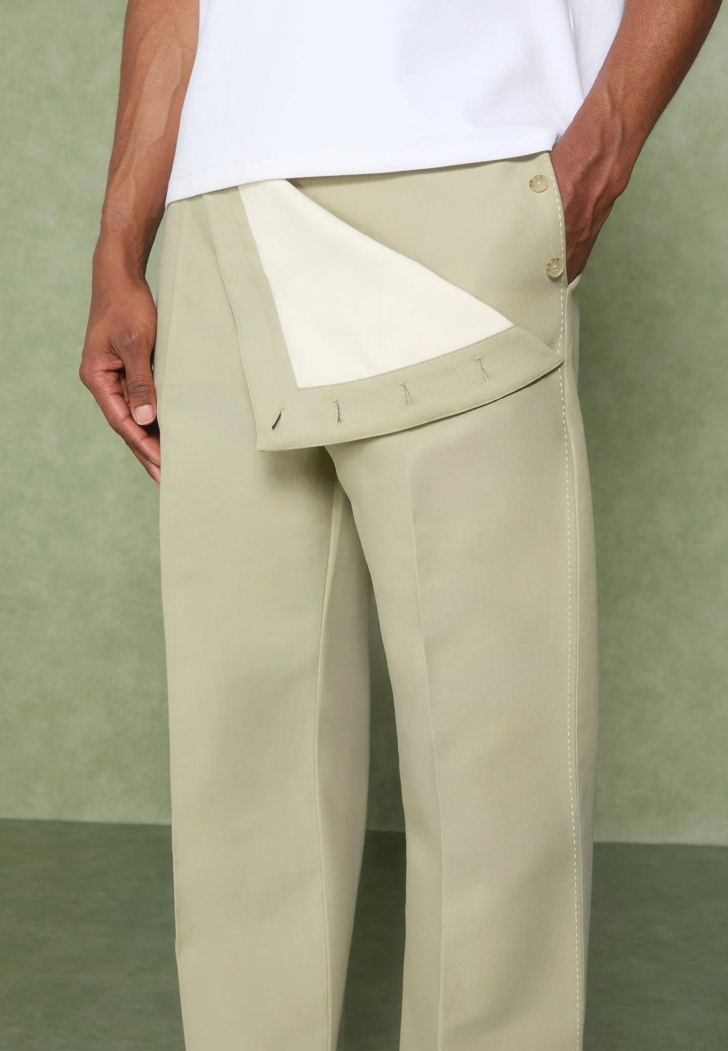 Henri - Foldover Trousers - Sage - Image 7