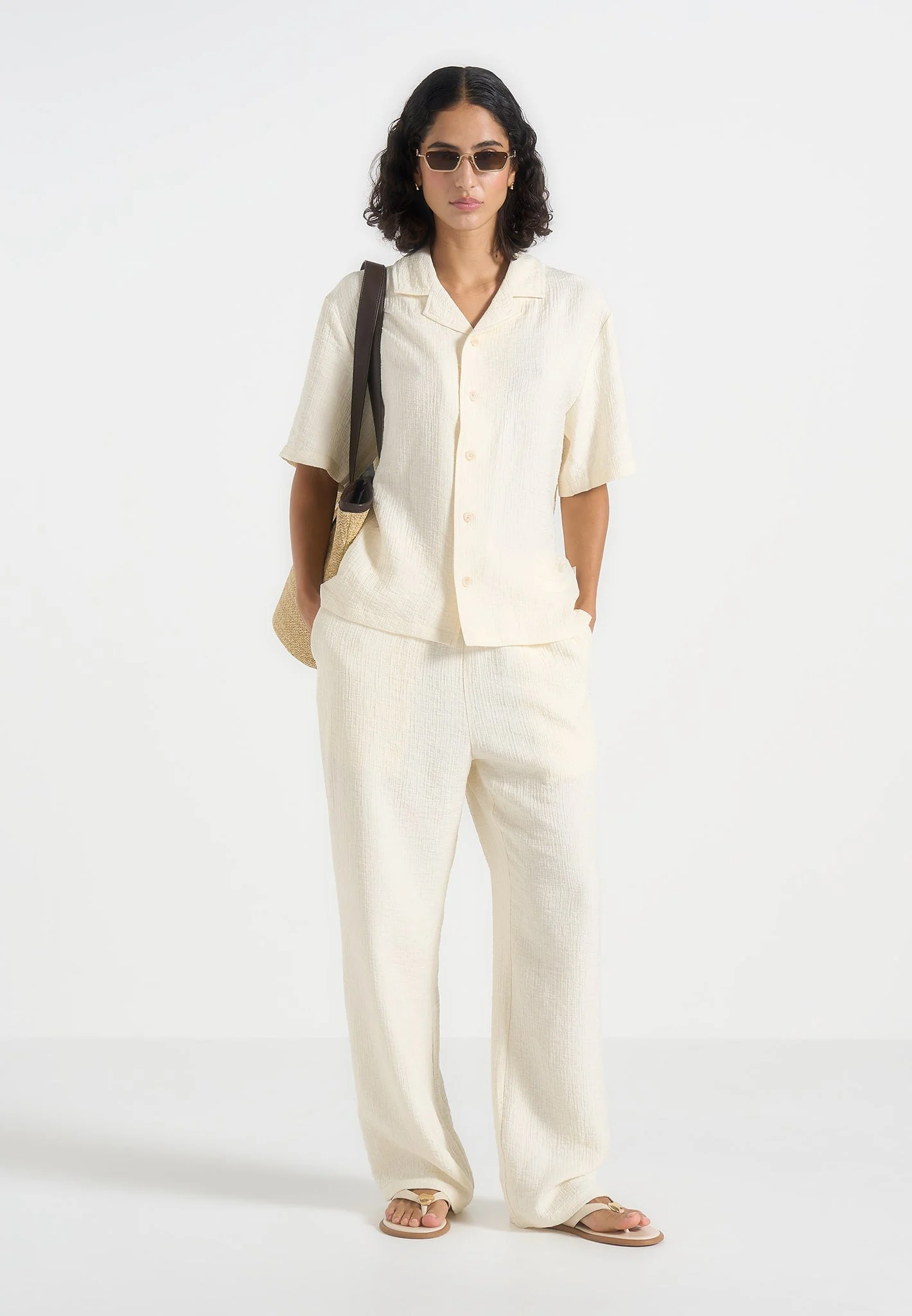 Harley - Unisex Textured Revere Shirt - Cream - Image 3