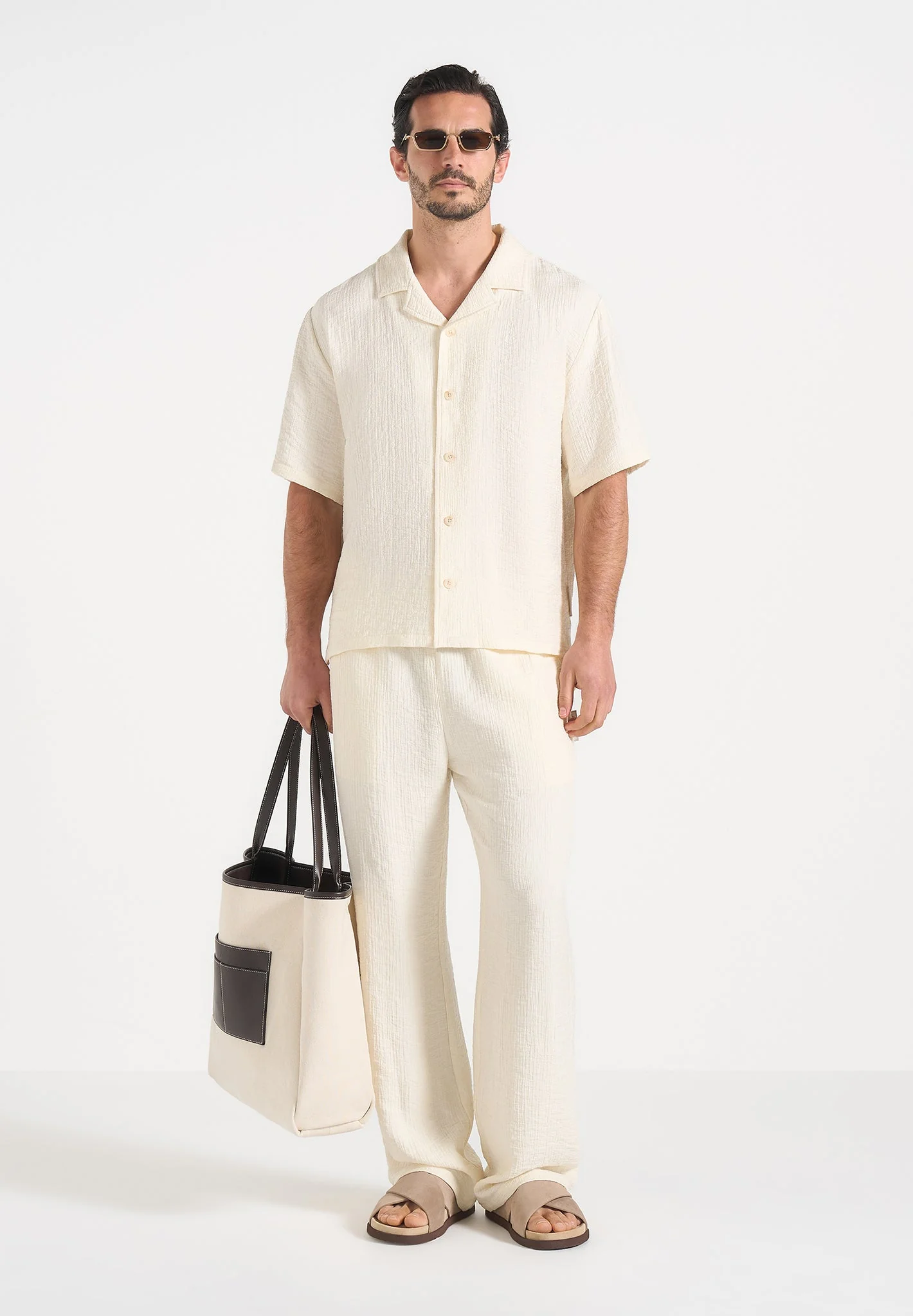 Harley - Unisex Textured Revere Shirt - Cream - Image 4