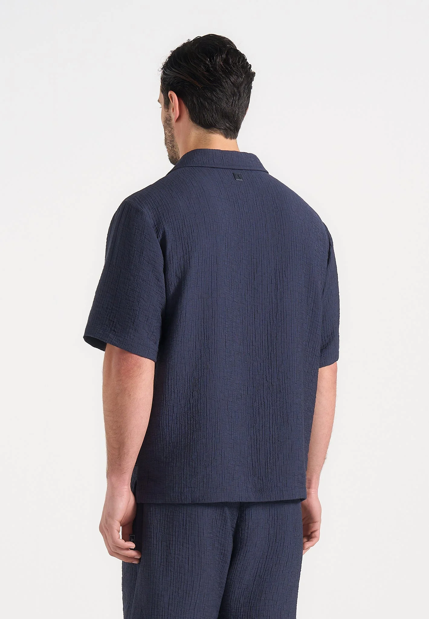 Harley - Unisex Textured Revere Shirt - Navy - Image 6