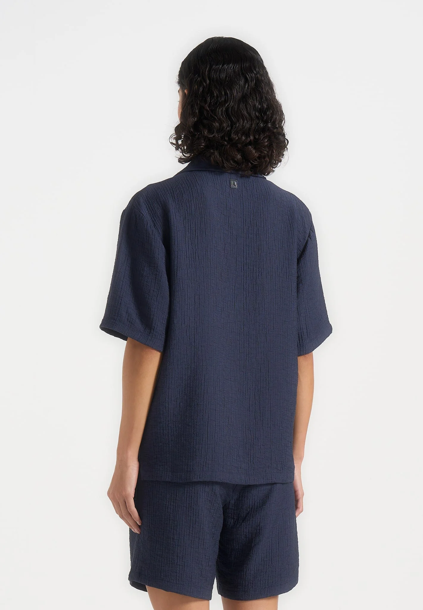 Harley - Unisex Textured Revere Shirt - Navy - Image 8