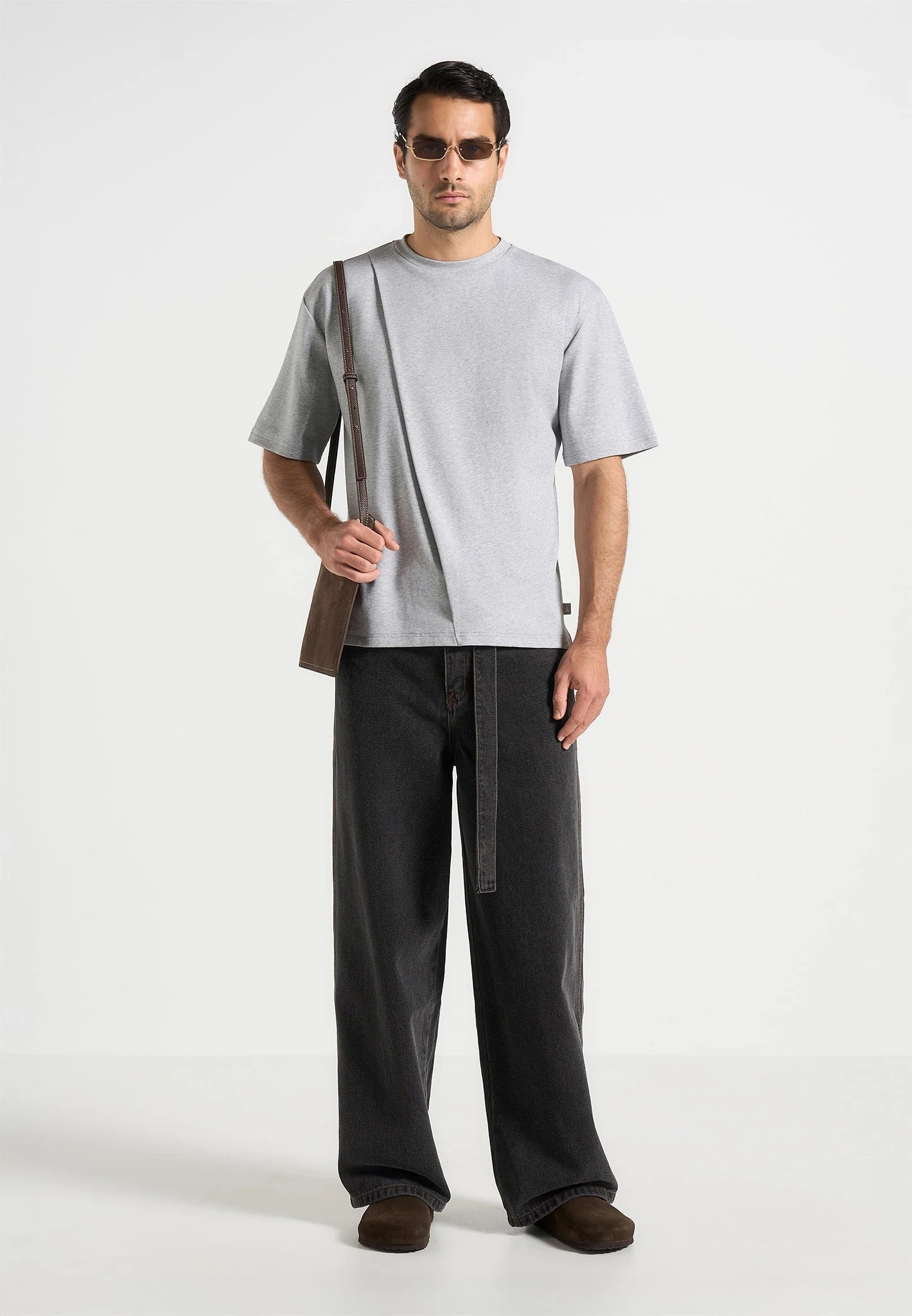 Hugo - Relaxed Fit Cotton T-Shirt With Pleat - Grey - Image 2