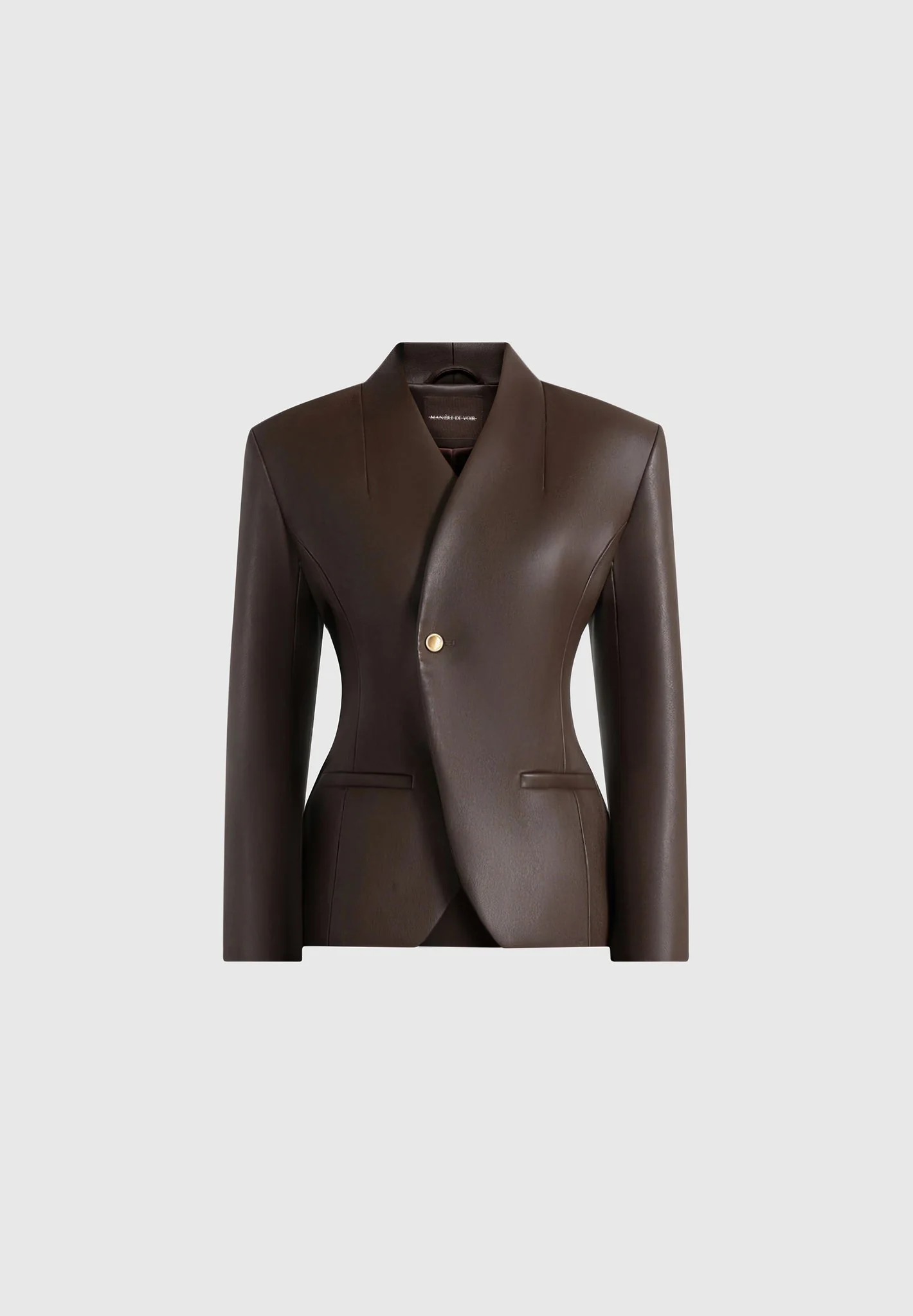 Ina - Leather Cinched Waist Kimono Blazer - Brown - Image 7