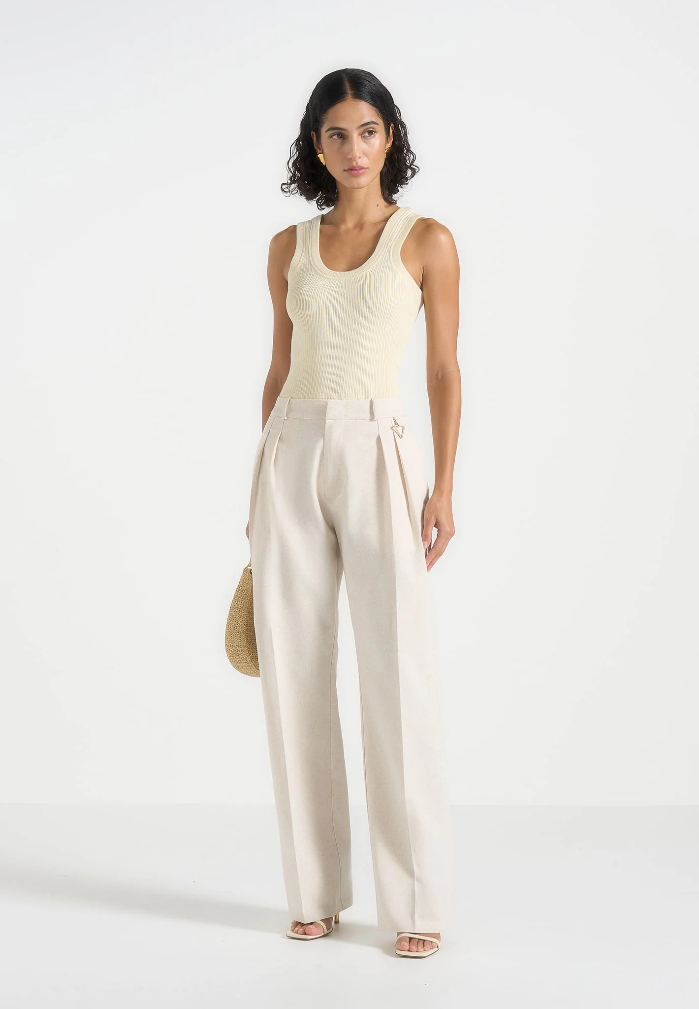 Ingrid - Linen Twin Pleat Trousers - Natural - Image 2