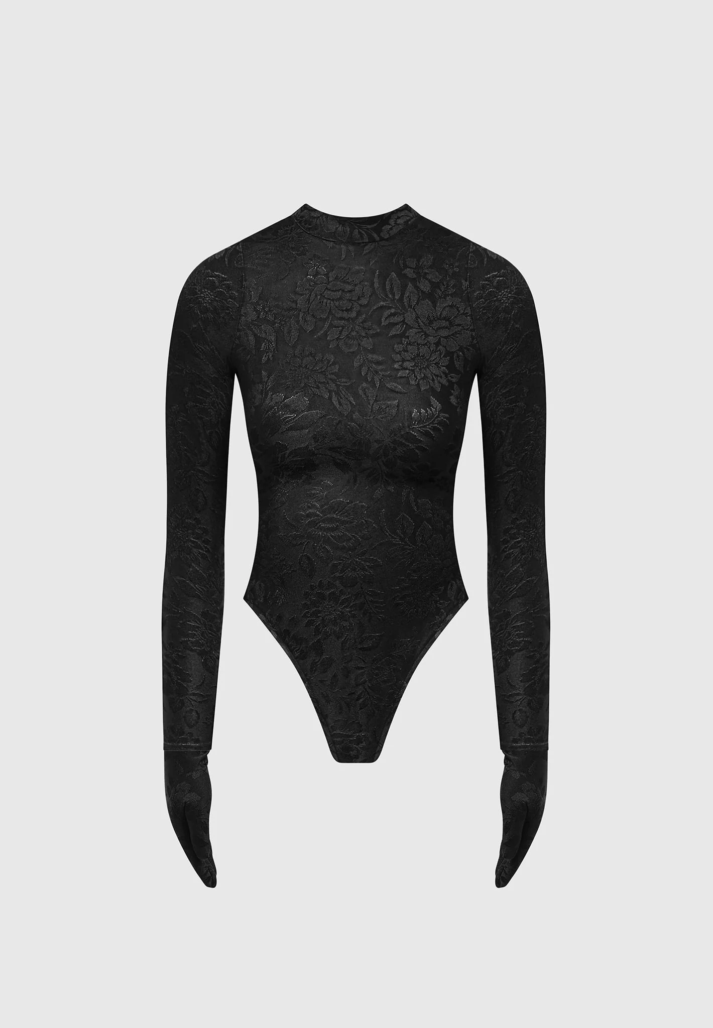Ivy - Jacquard Bodysuit with Gloves - Black - Image 5