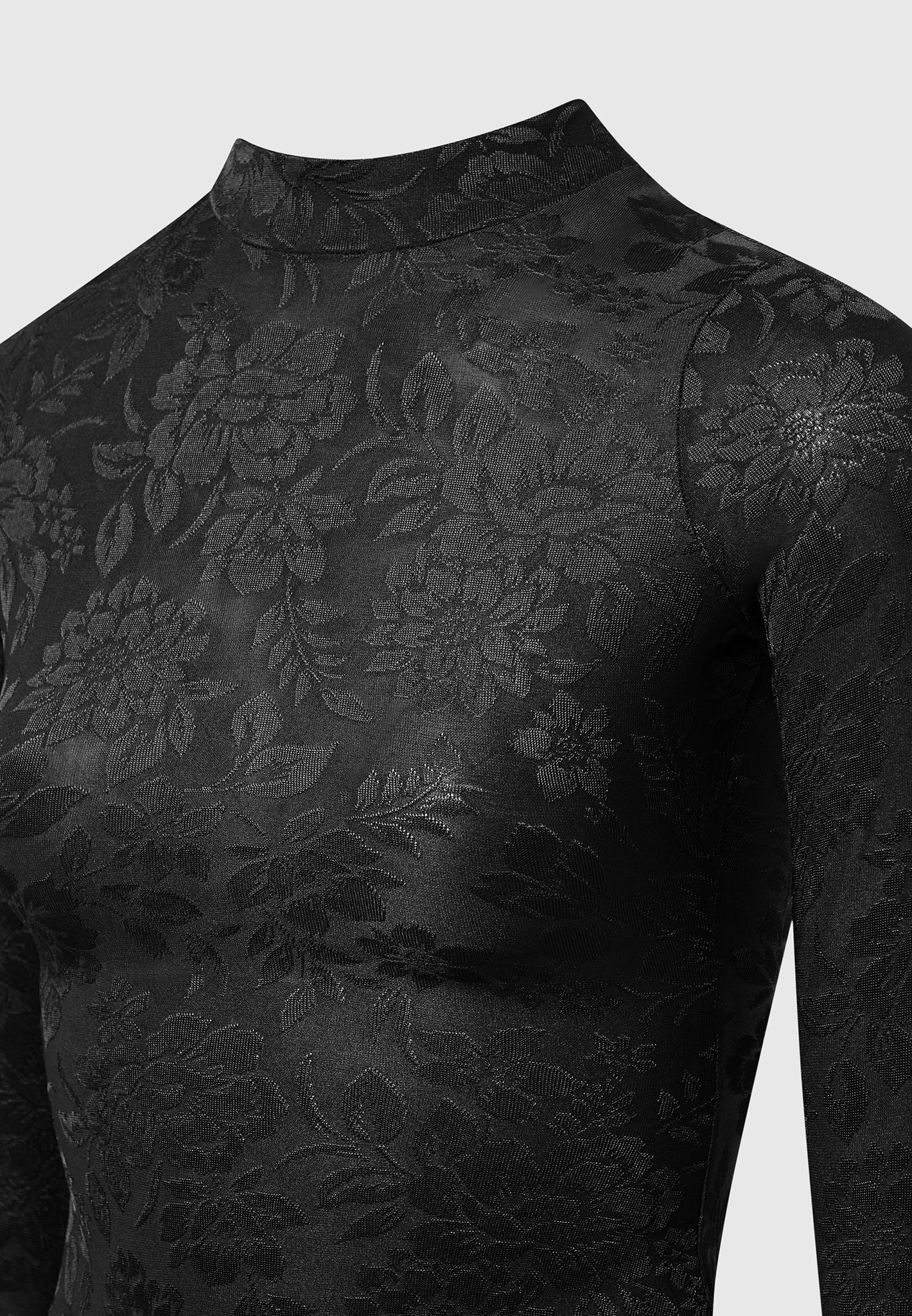 Ivy - Jacquard Bodysuit with Gloves - Black - Image 6