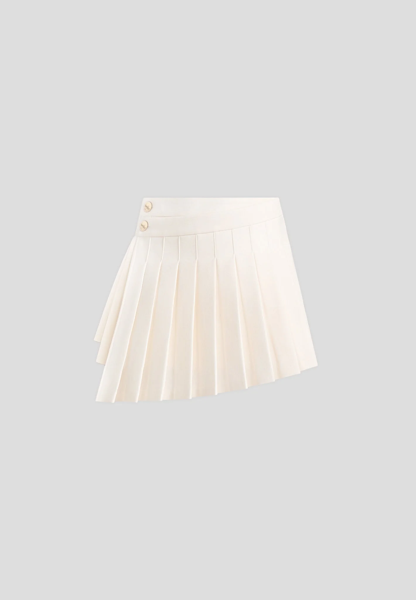 Joelle - Asymmetric Pleated Mini Skirt - Off White - Image 5