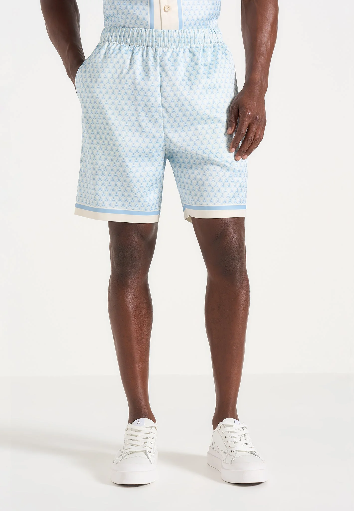Jordan - Eiffel Monogram Shorts - Pale Blue - Image 2