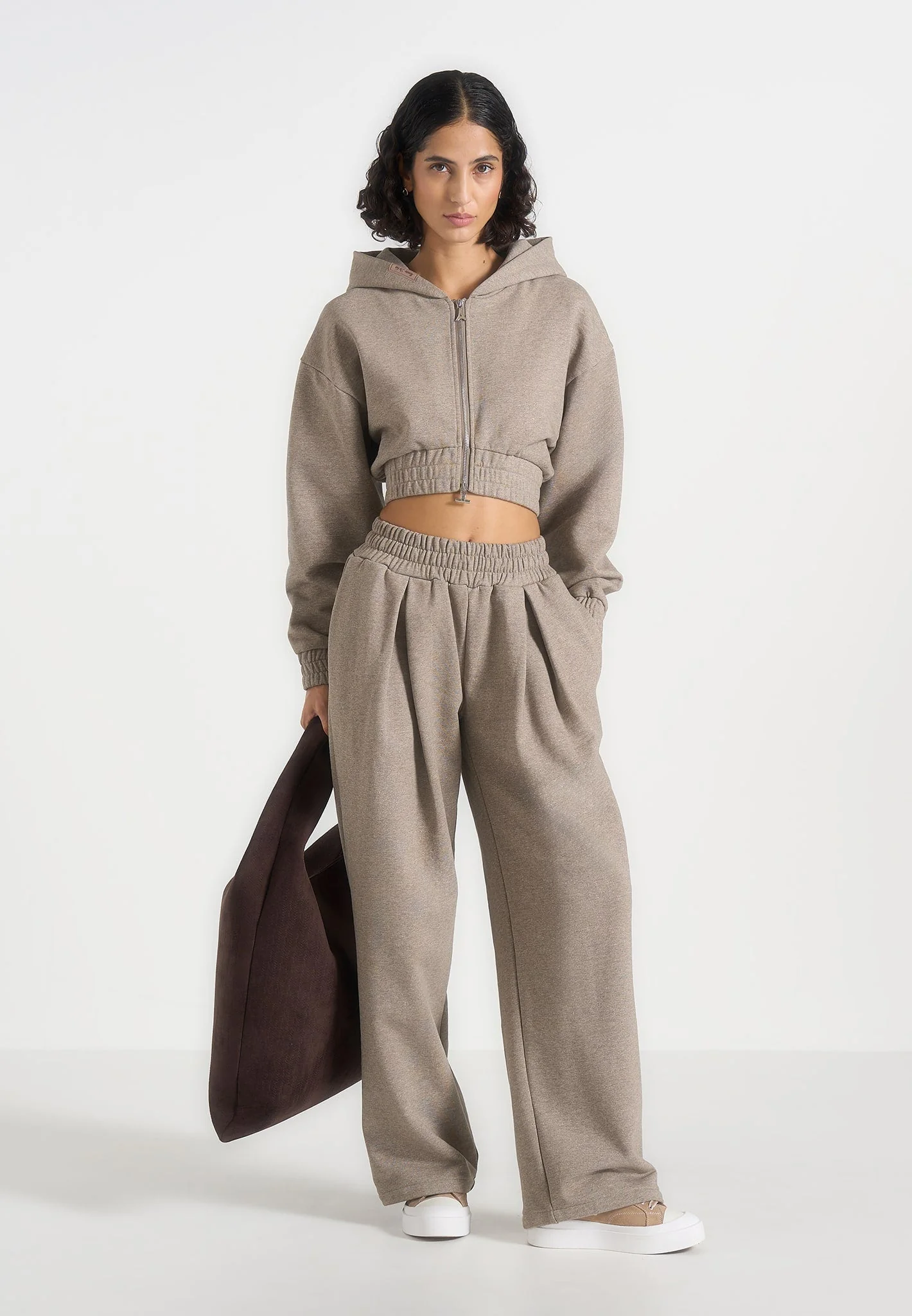 Josiane - Relaxed Zip Through Hoodie - Taupe - Image 2