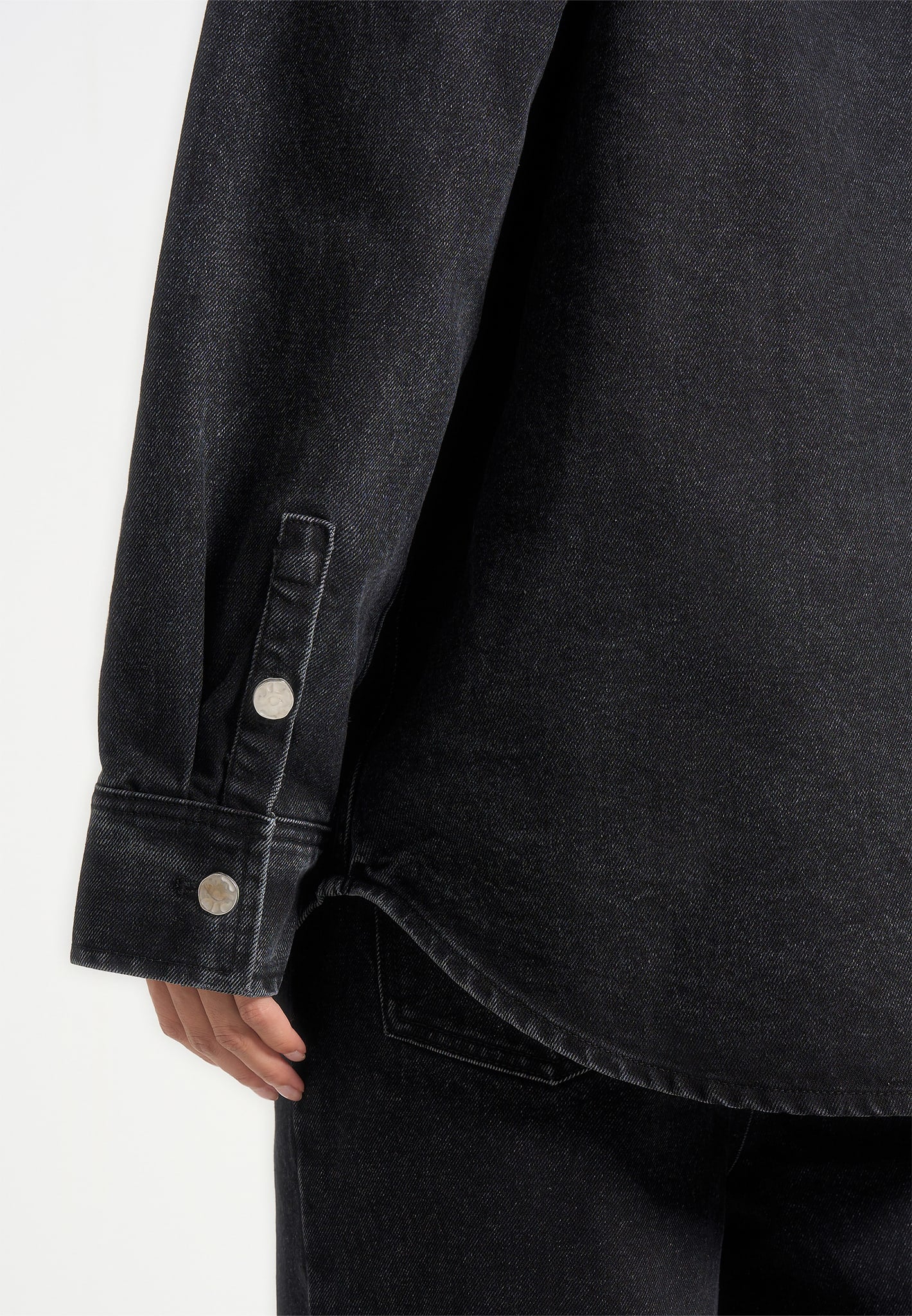 Joy - Oversized Denim Shirt - Washed Black - Image 3