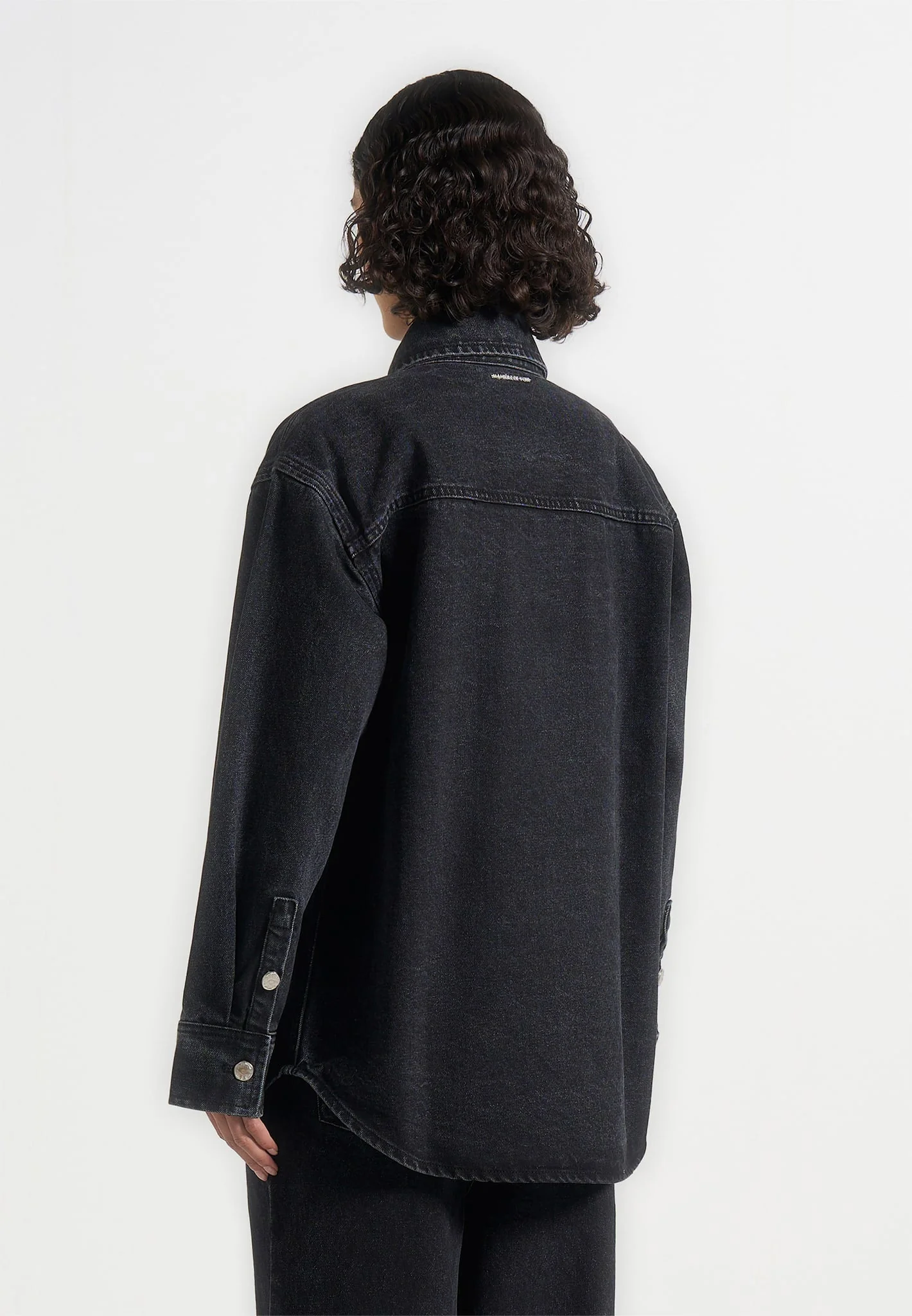 Joy - Oversized Denim Shirt - Washed Black - Image 4