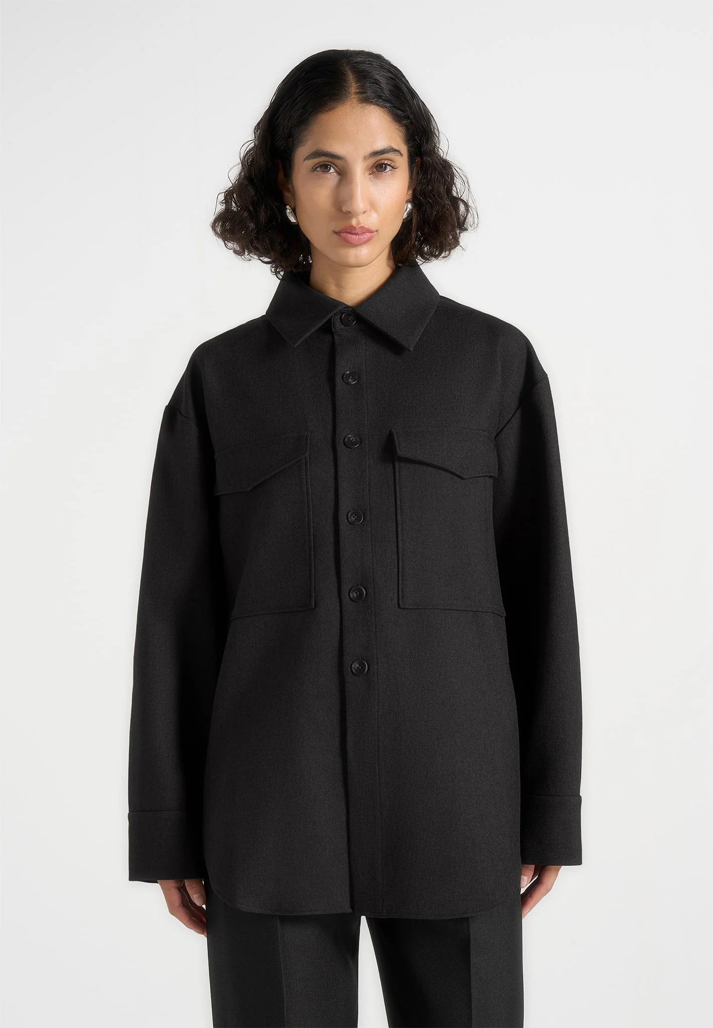 Joy - Tailored Oversized Shirt - Black - Image 2