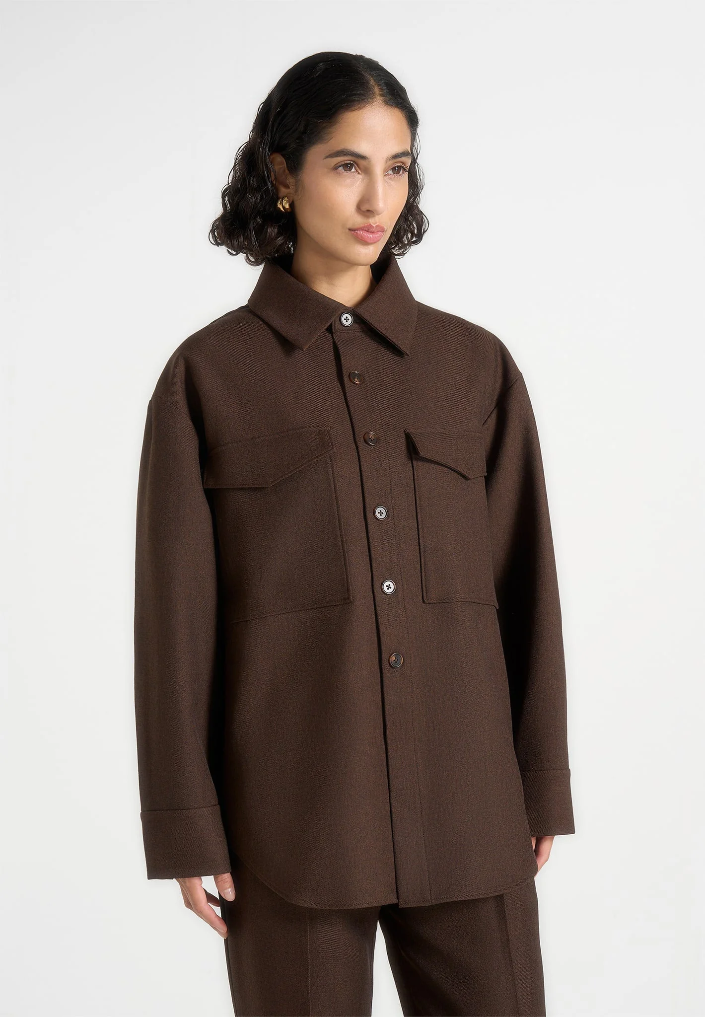 Joy - Tailored Oversized Shirt - Brown - Image 2