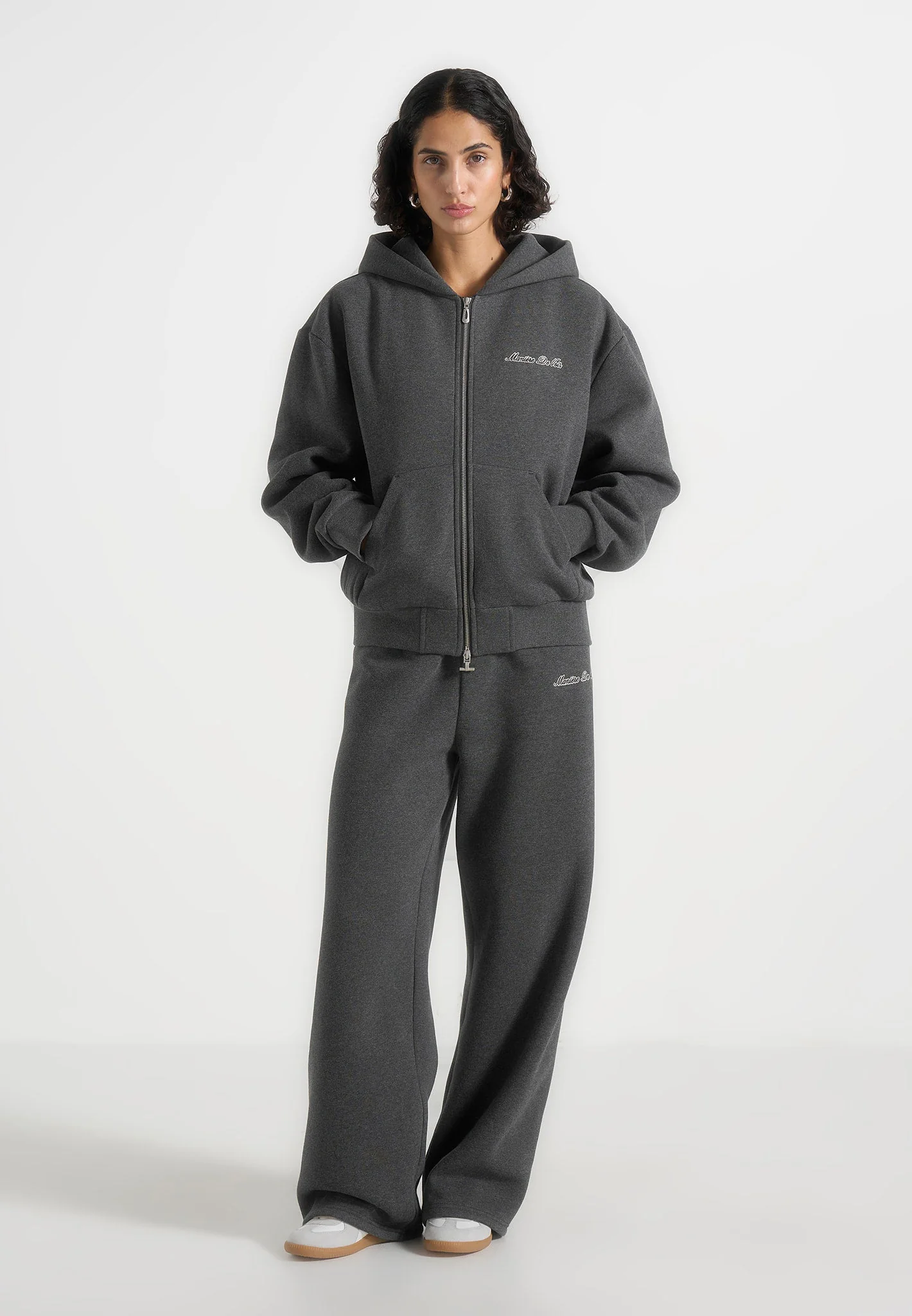 JS002 - Unisex Signature Relaxed Fit Zip Hoodie - Charcoal Grey