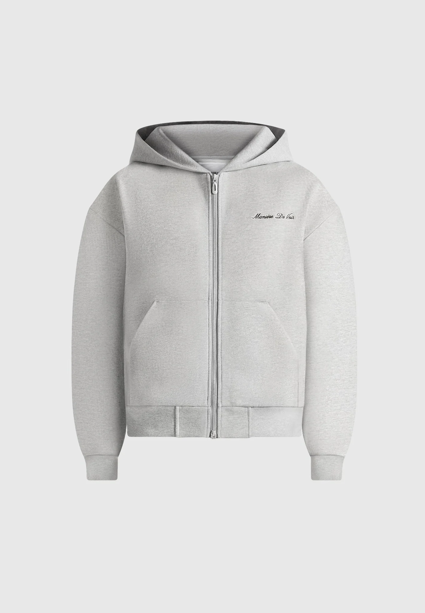 JS002 - Unisex Signature Relaxed Fit Zip Hoodie - Marl Grey - Image 3