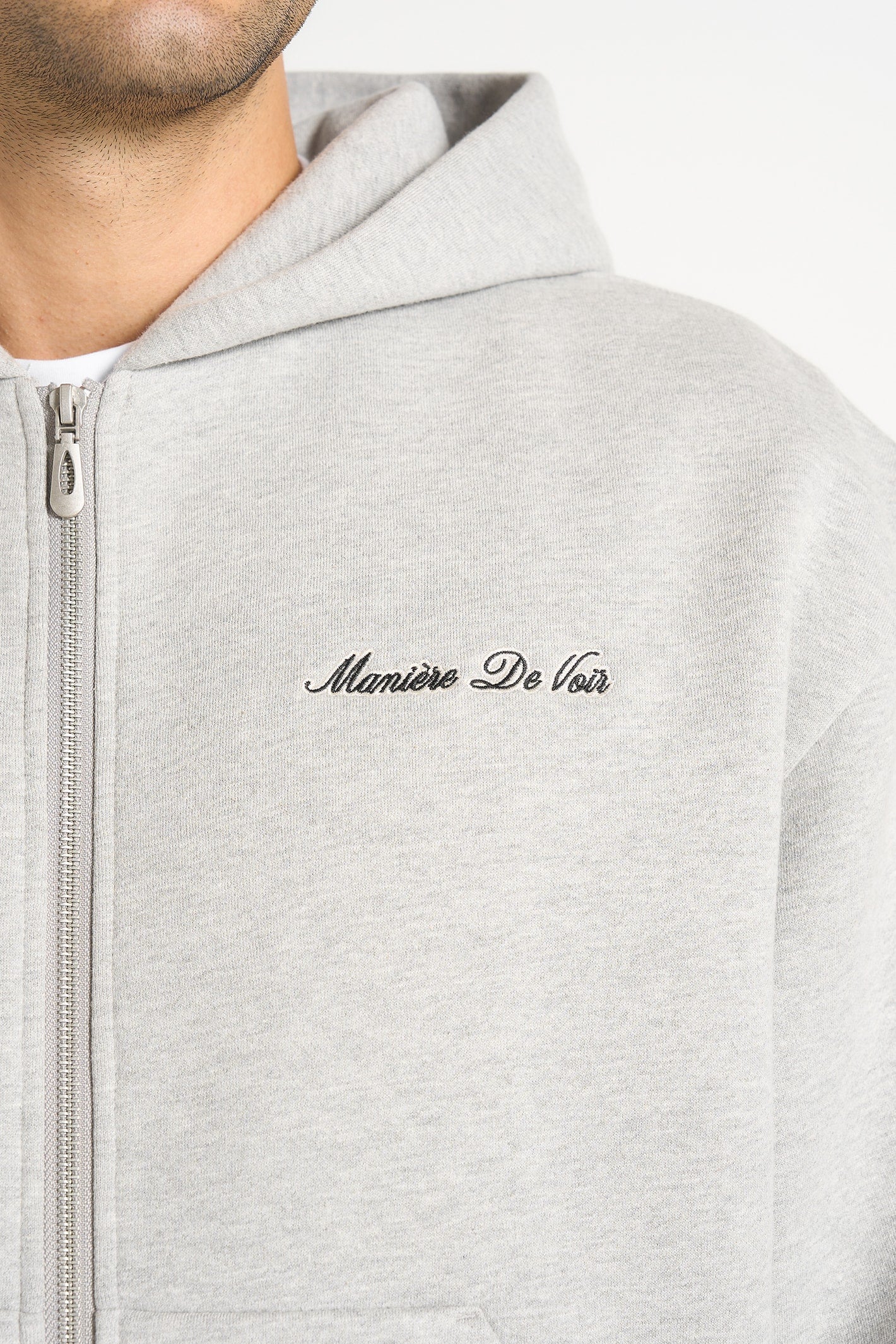 JS002 - Unisex Signature Relaxed Fit Zip Hoodie - Marl Grey - Image 7