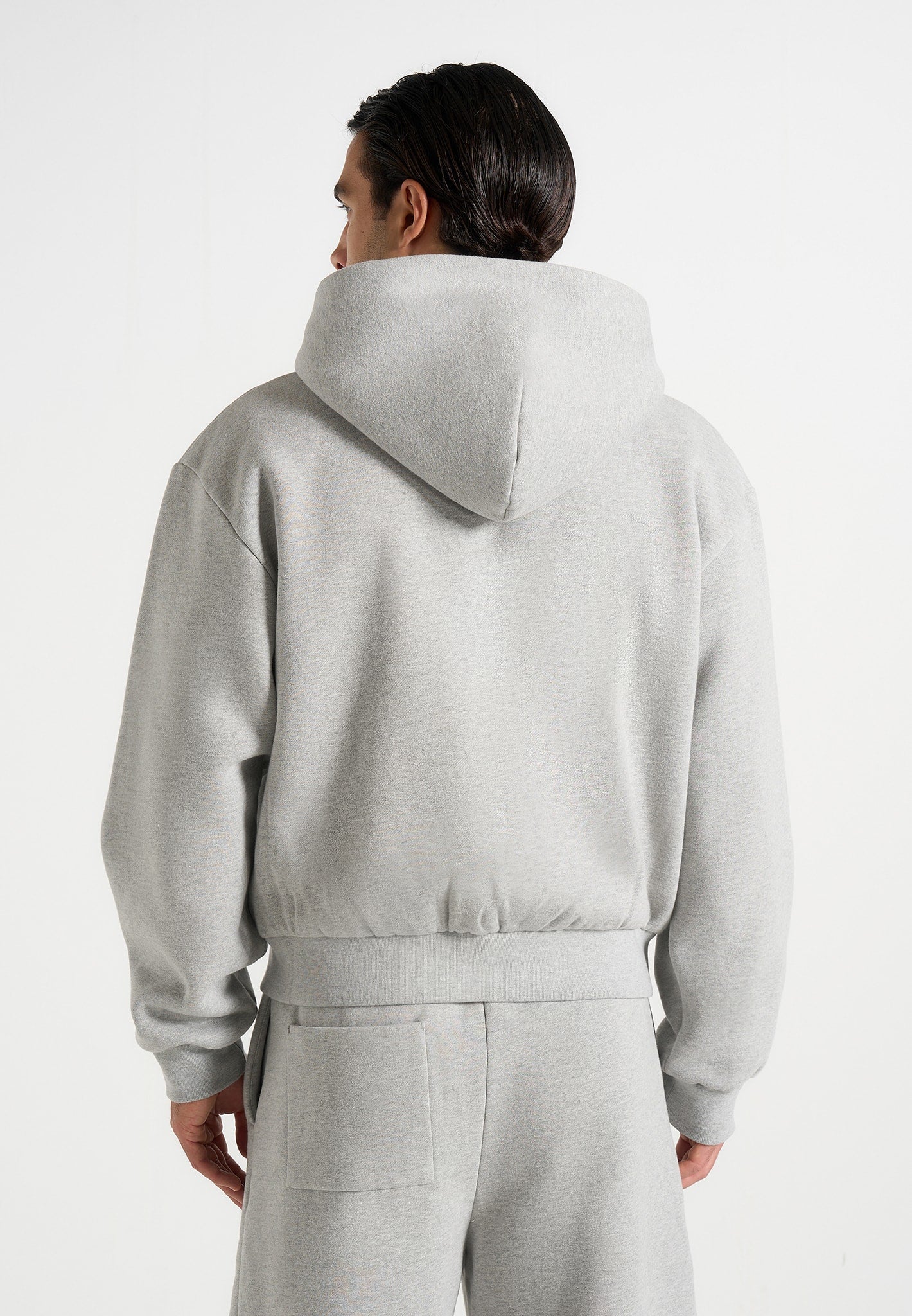 JS002 - Unisex Signature Relaxed Fit Zip Hoodie - Marl Grey - Image 9