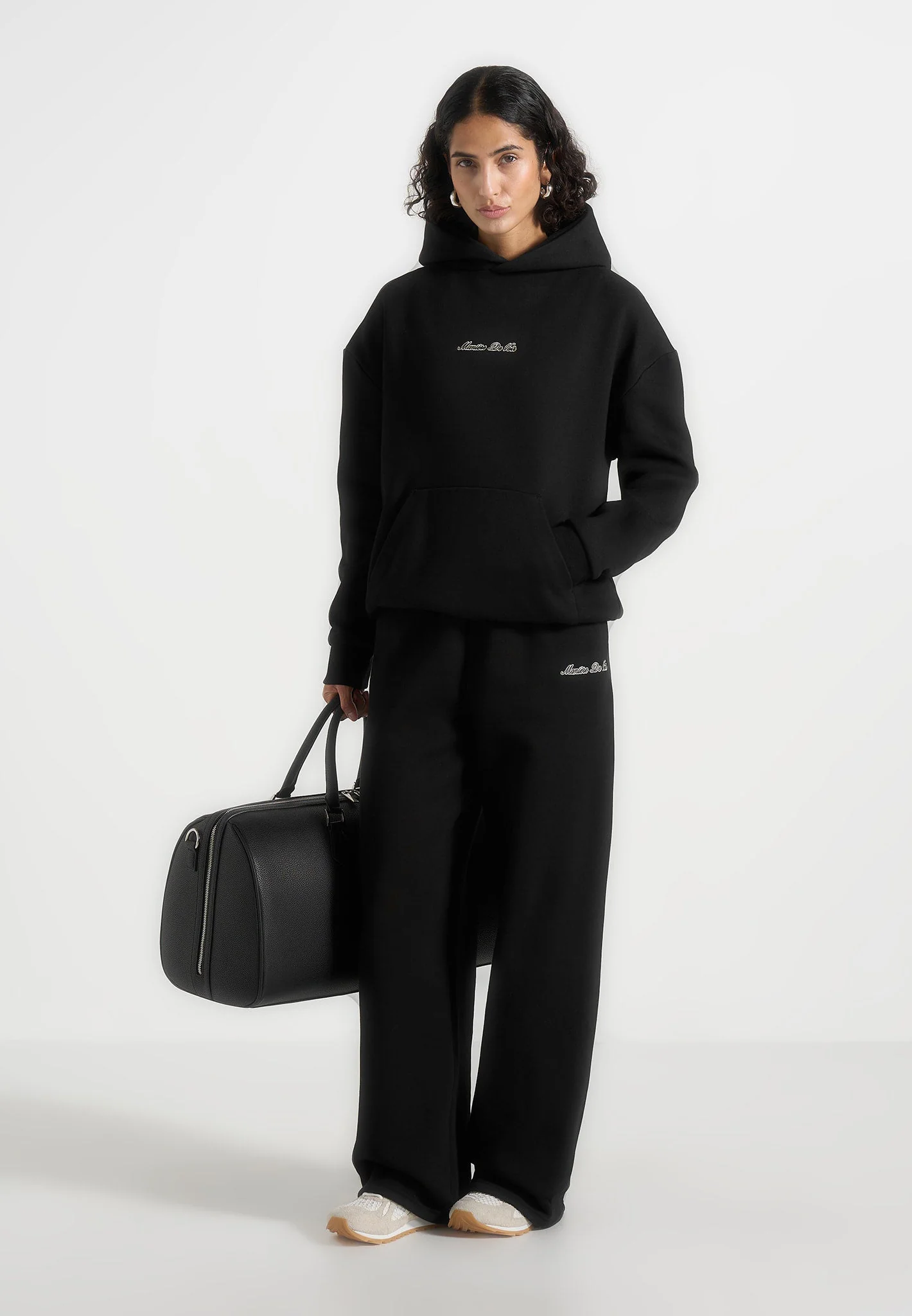 JS003 - Unisex Signature Wide Leg Joggers - Black - Image 4