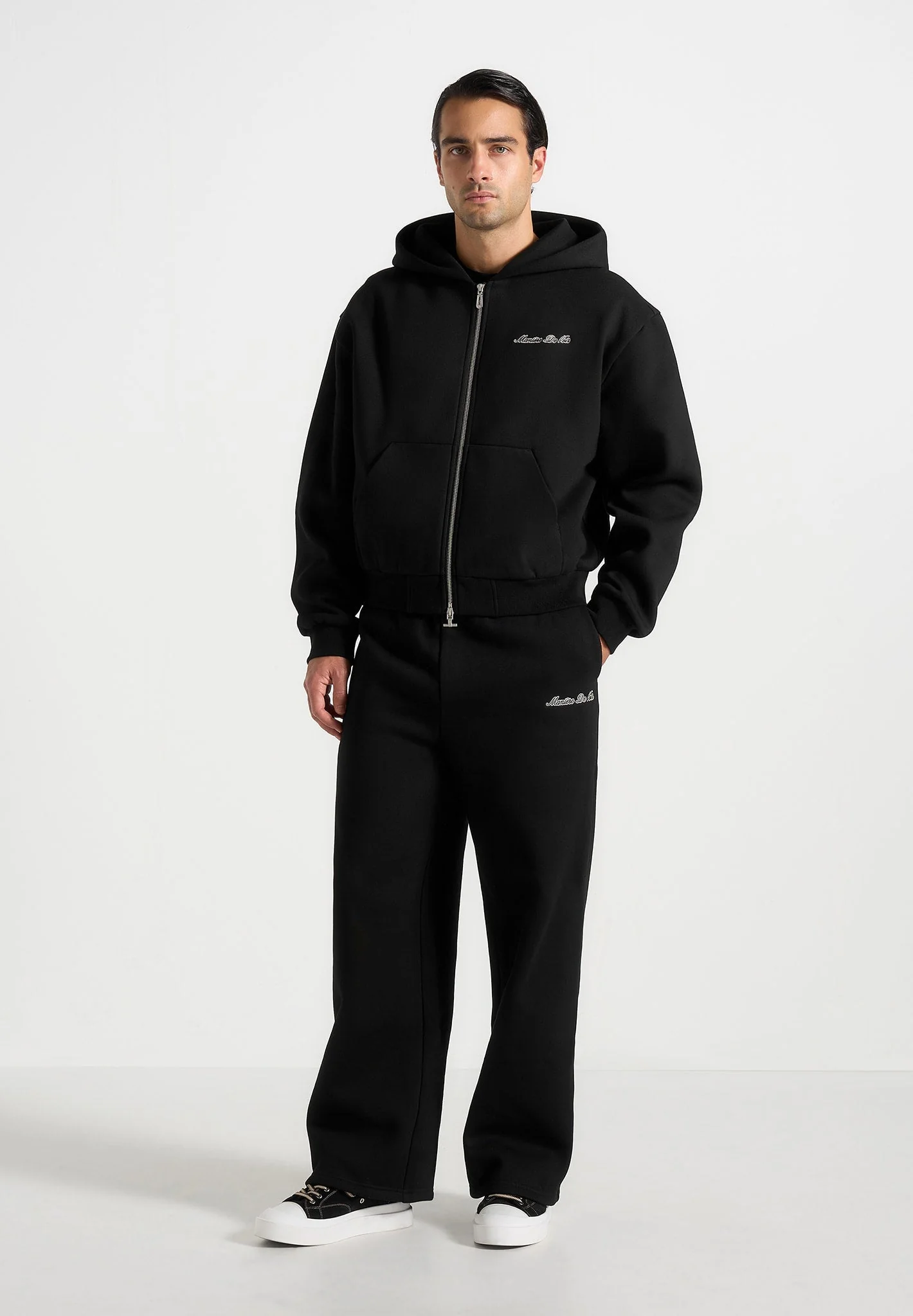 JS003 - Unisex Signature Wide Leg Joggers - Black - Image 5