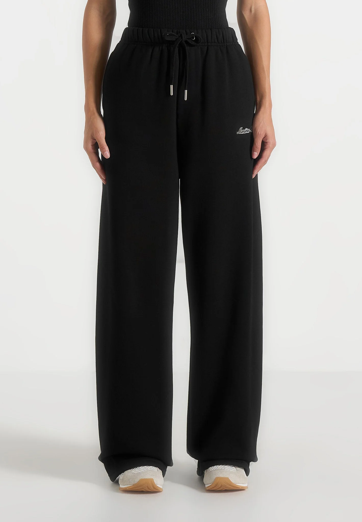 JS003 - Unisex Signature Wide Leg Joggers - Black - Image 8