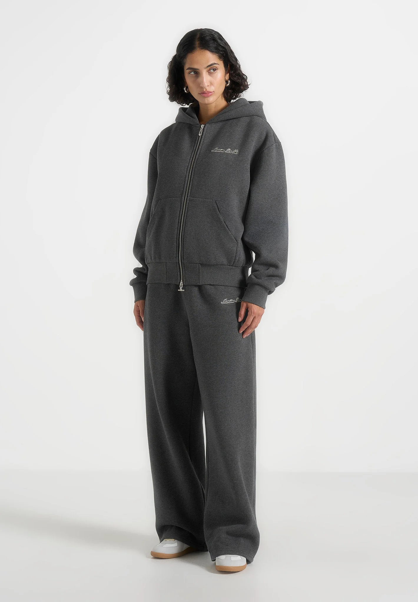 JS003 - Unisex Signature Wide Leg Joggers - Charcoal Grey - Image 5
