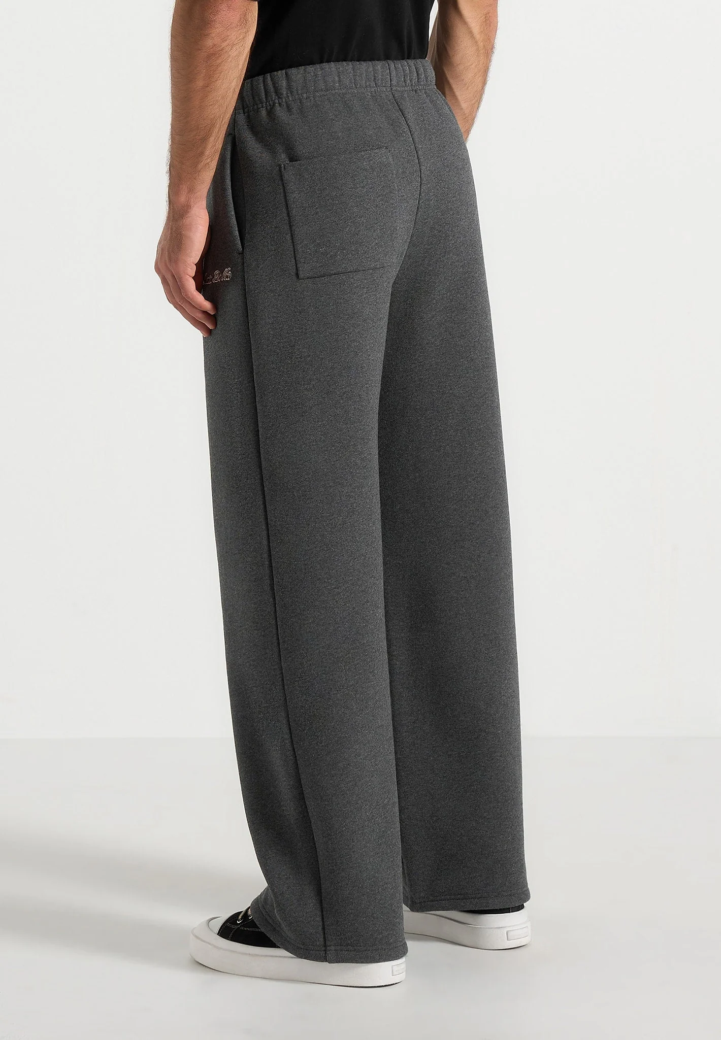 JS003 - Unisex Signature Wide Leg Joggers - Charcoal Grey - Image 9