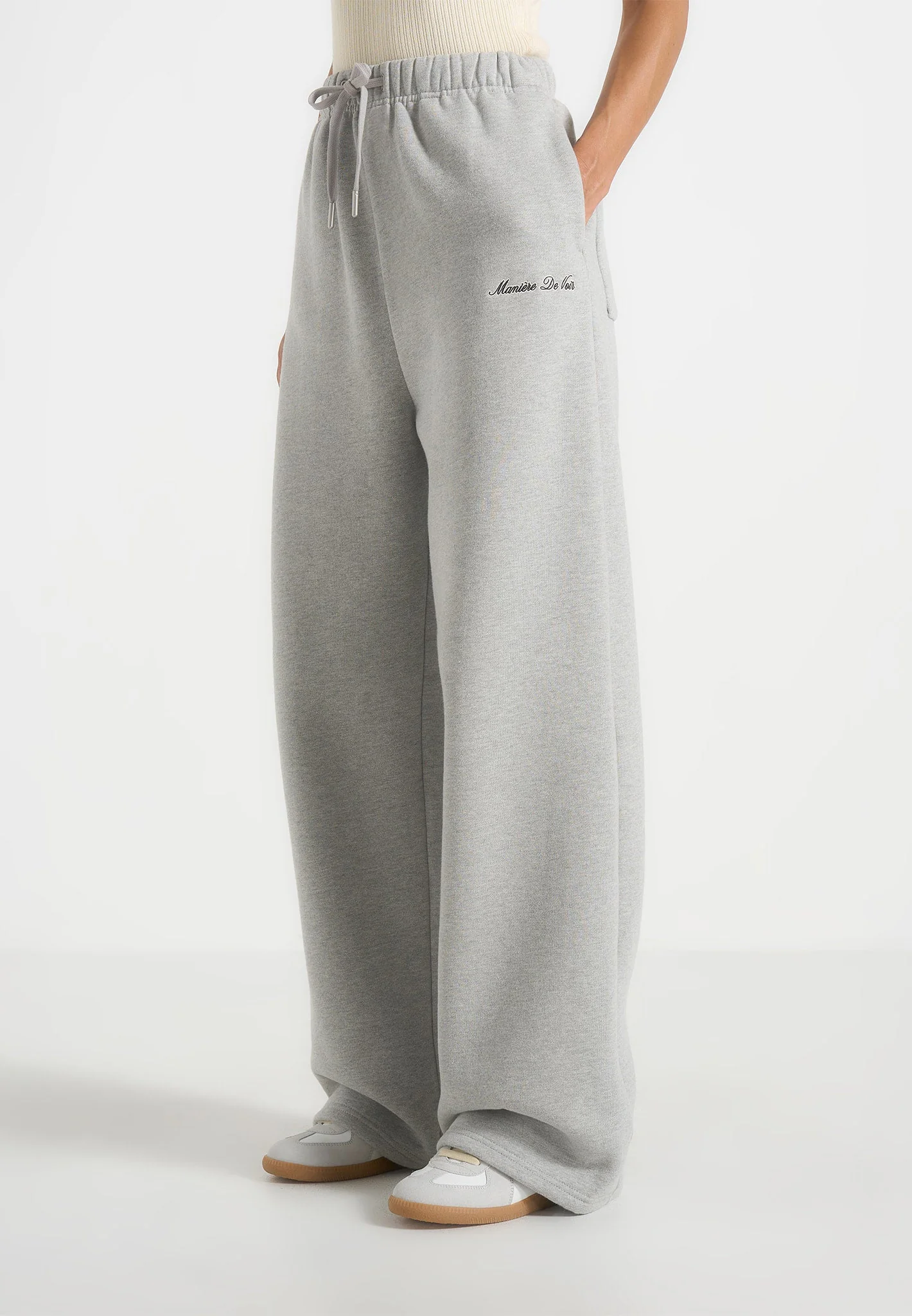 JS003 - Unisex Signature Wide Leg Joggers - Marl Grey - Image 10